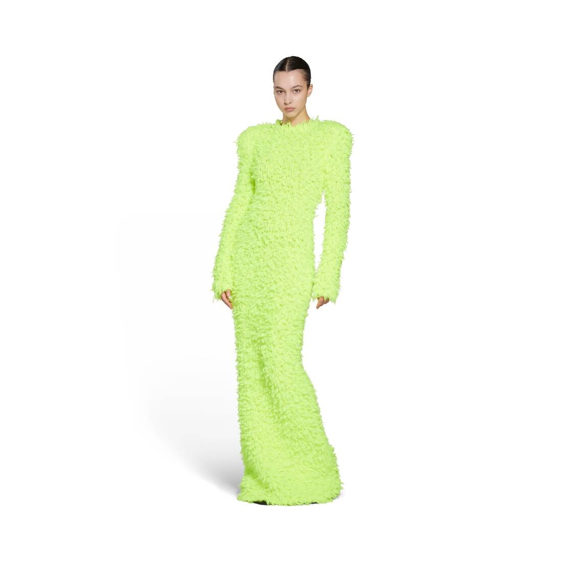 Women's Fluffy Maxi Dress in Fluo Yellow - 2