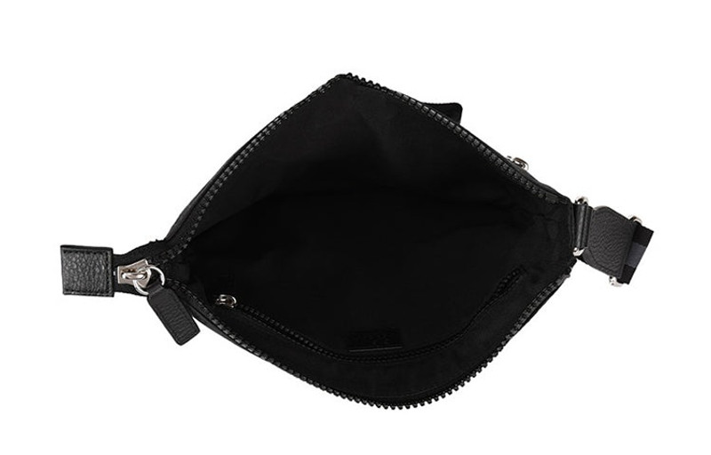 Men's Gucci Logo Leather Logo Stripe Webbing Shoulder Strap Nylon Shoulder Messenger Bag Black 44918 4