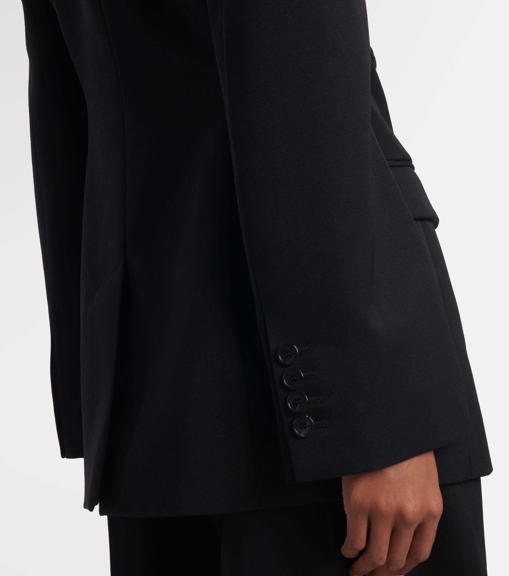 Double-breasted satin-trimmed wool blazer - 6