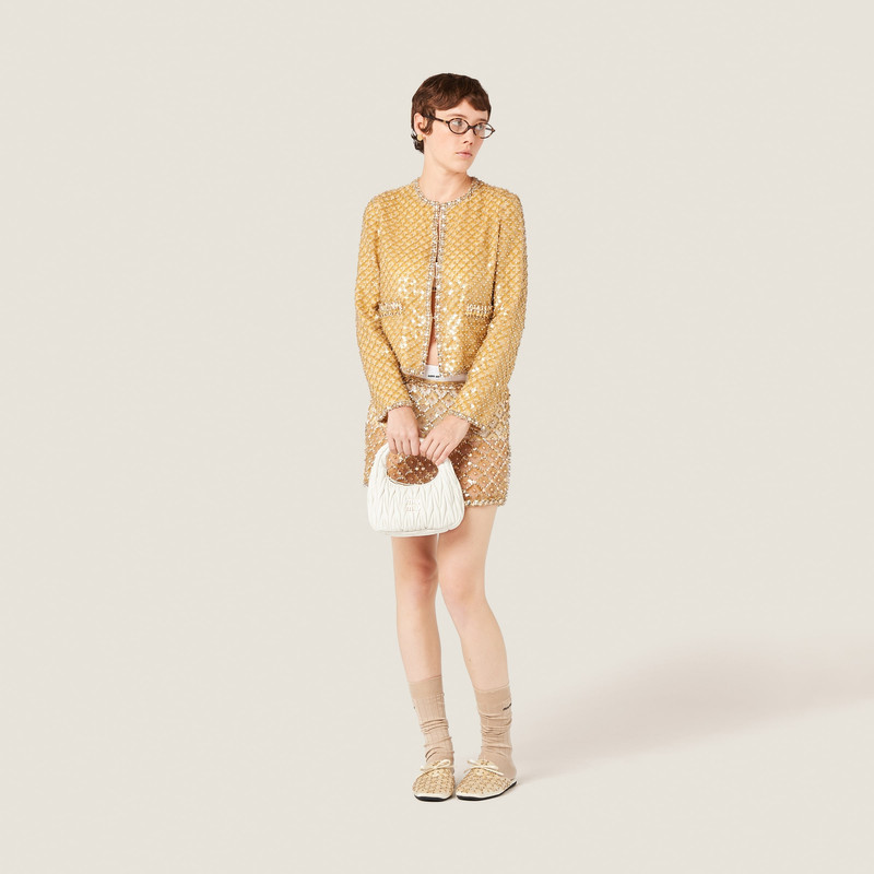 Miu Miu Embroidered single-breasted organza jacket outlook