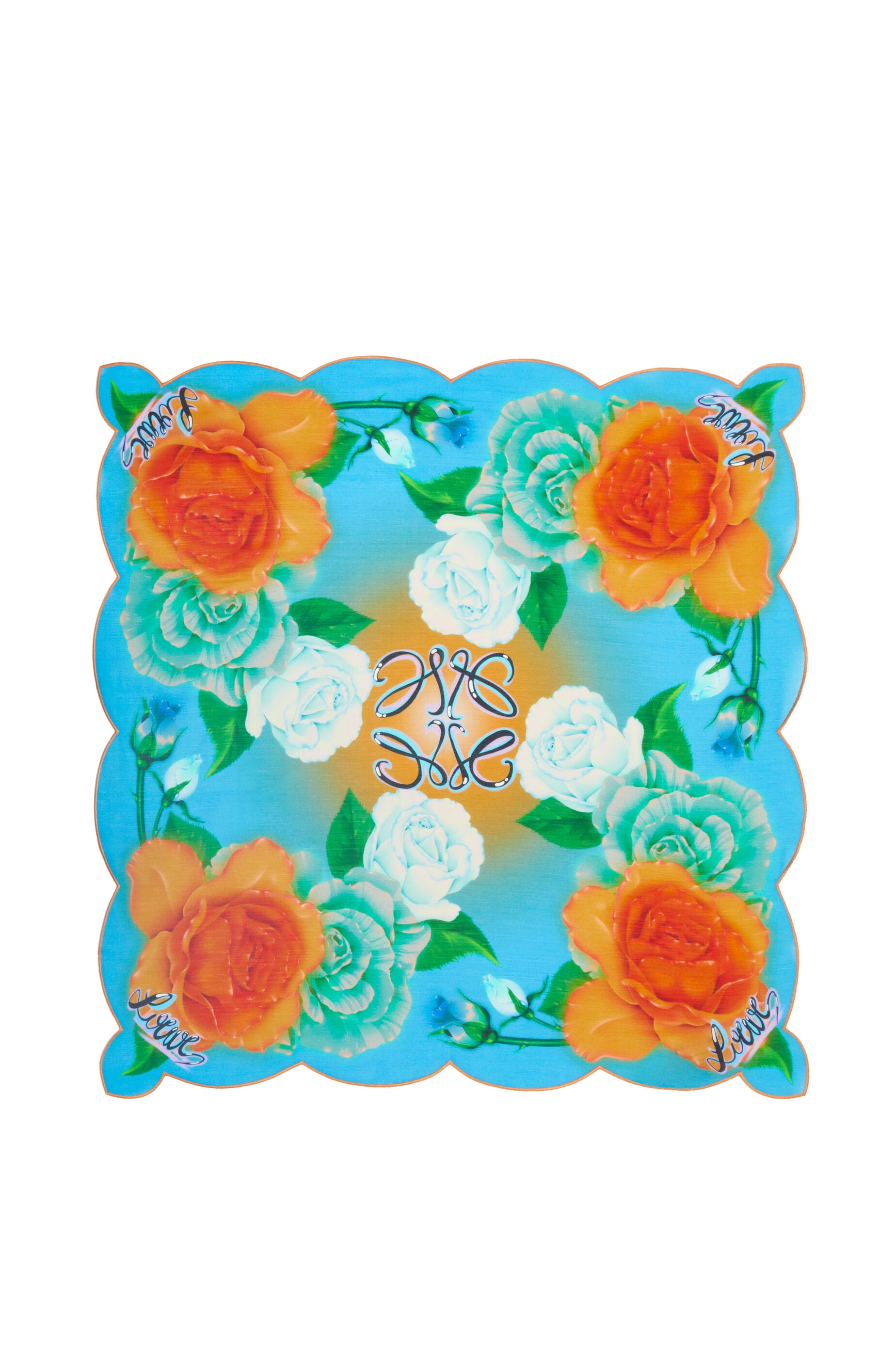 Roses scarf in cotton and silk - 1