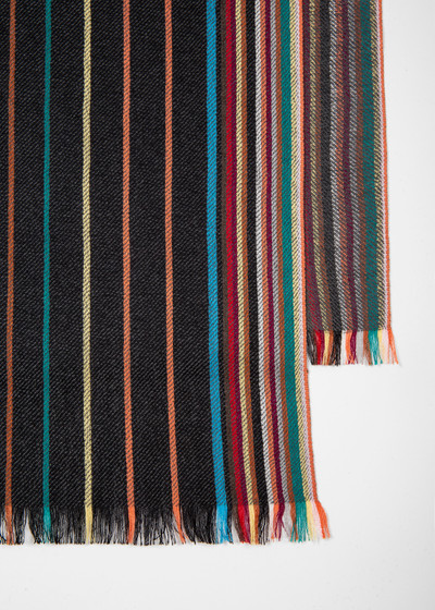 Paul Smith Black Wool-Silk 'Signature Stripe' Scarf outlook