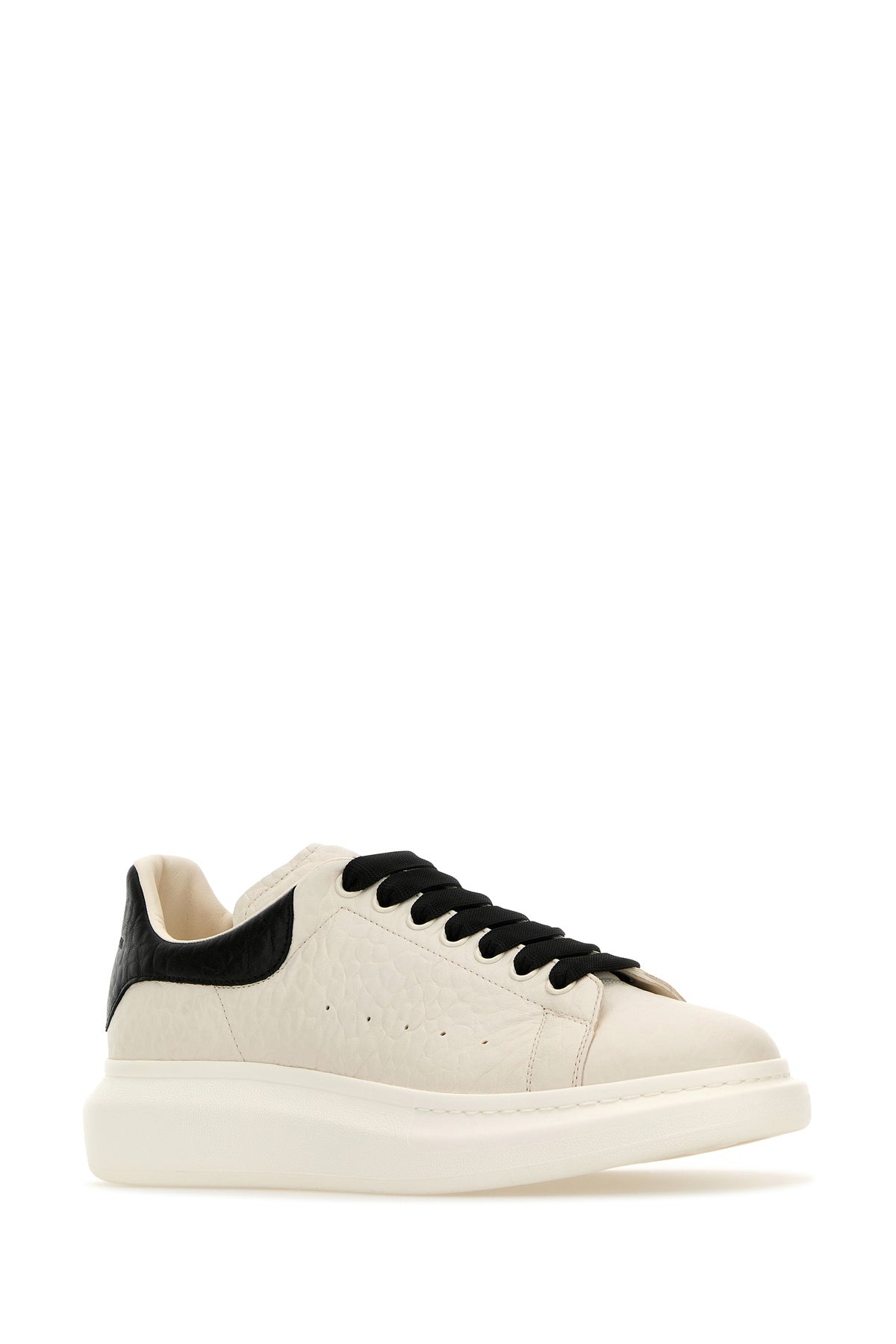 White leather sneakers with black leather heel - 2