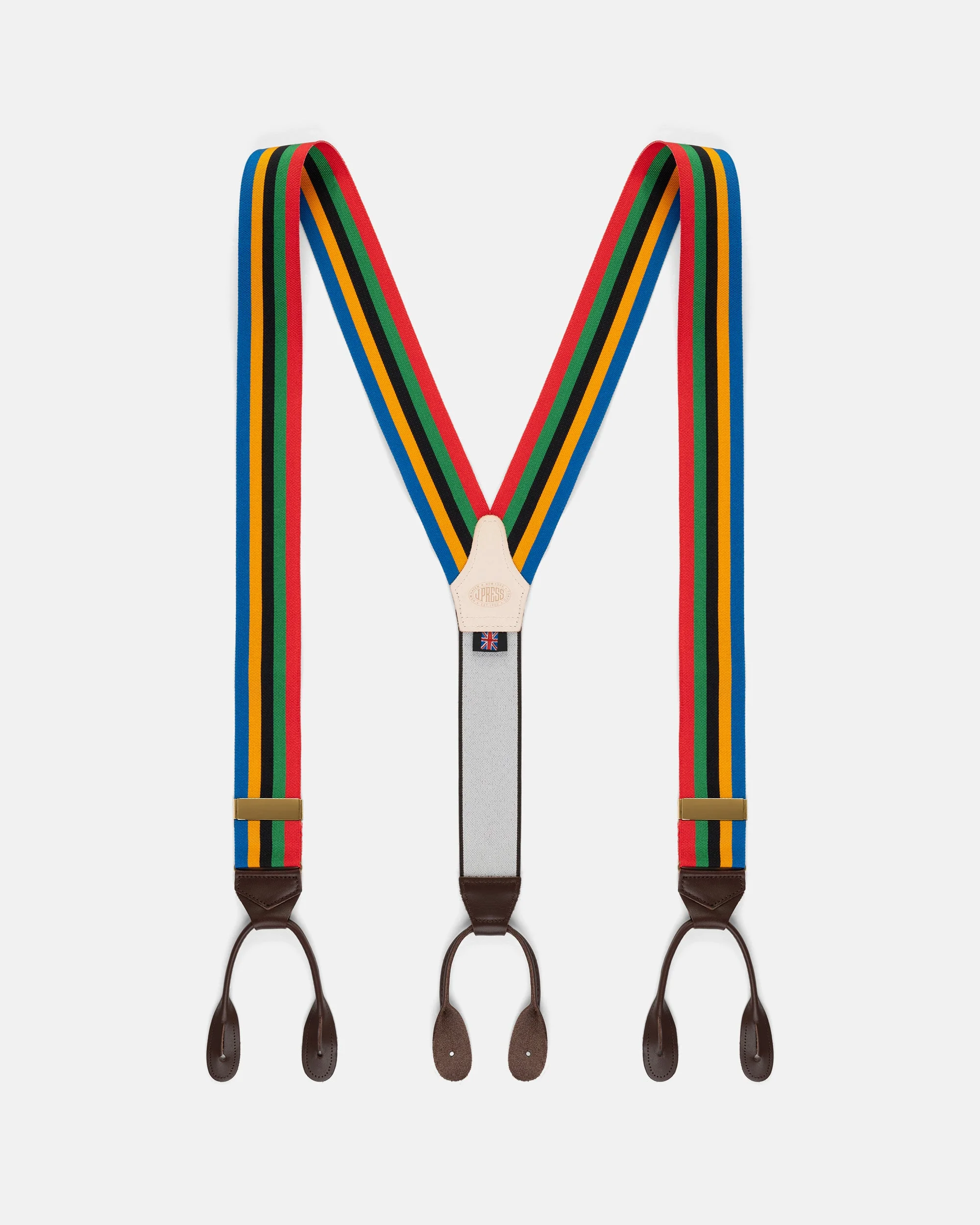 MADE-IN-ENGLAND MULTI-COLORED STRIPED BARATHEA BRACES - 1