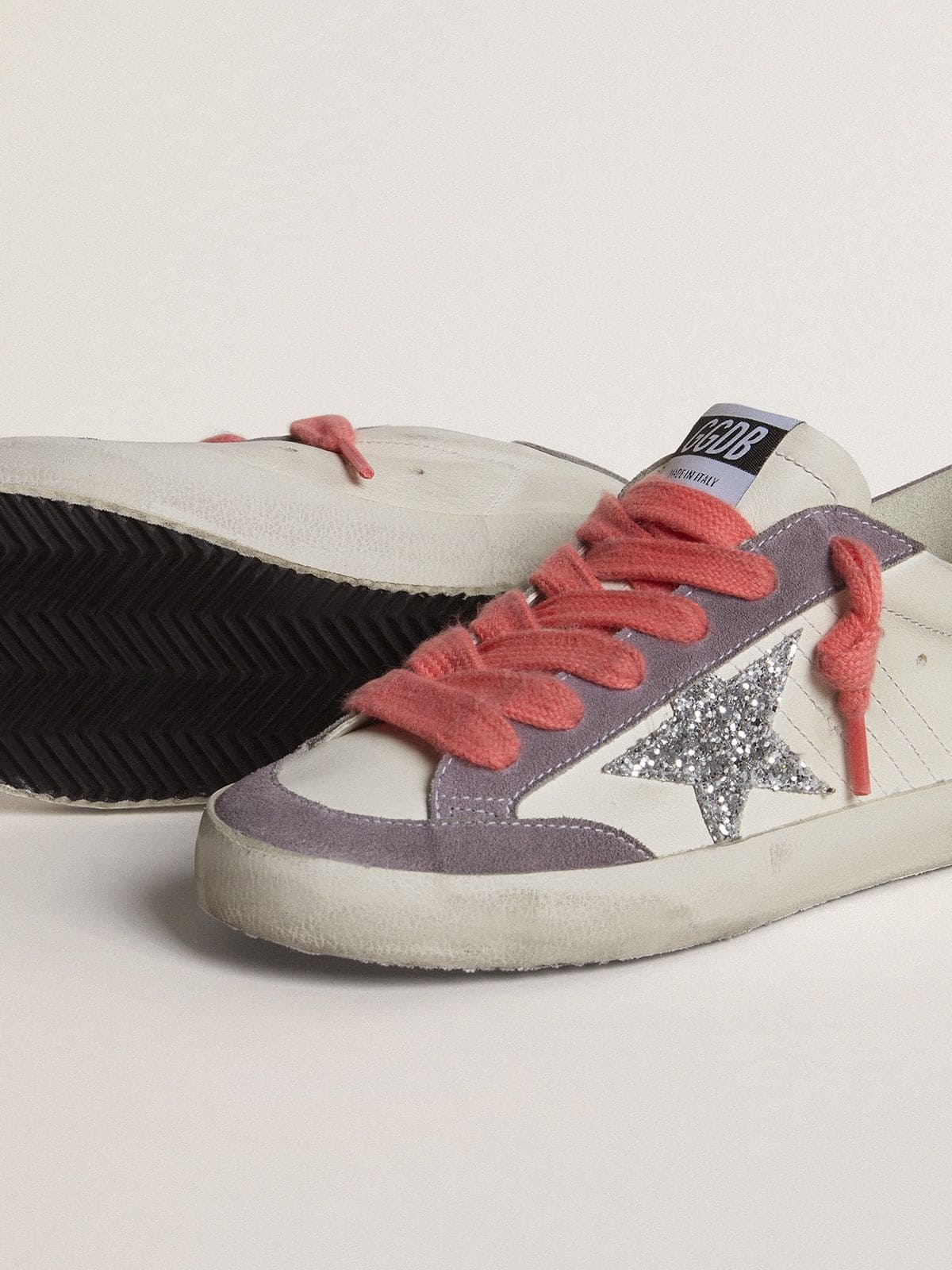 Super-Star with silver glitter star and lilac suede heel tab - 3
