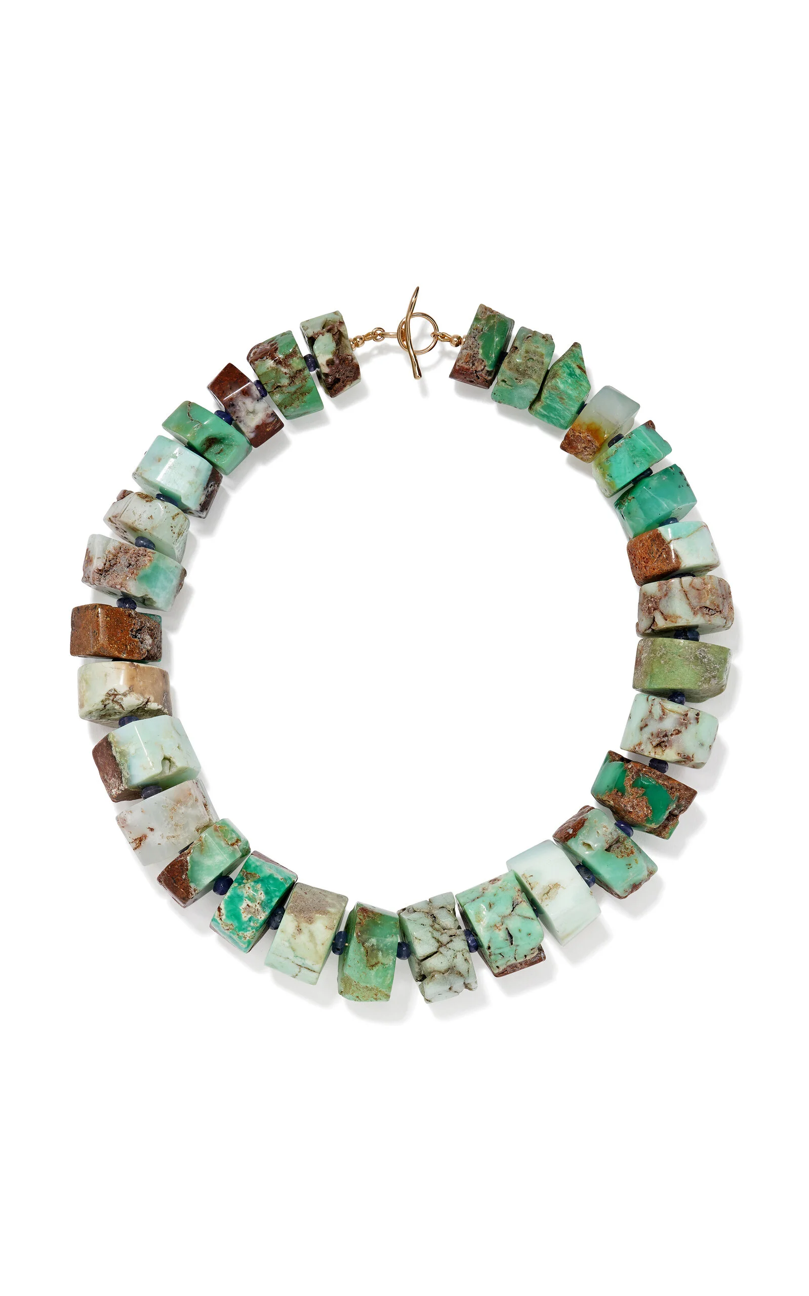 Large Australian Chrysoprase, Tanzanite, & 14K Gold Necklace multi - 1