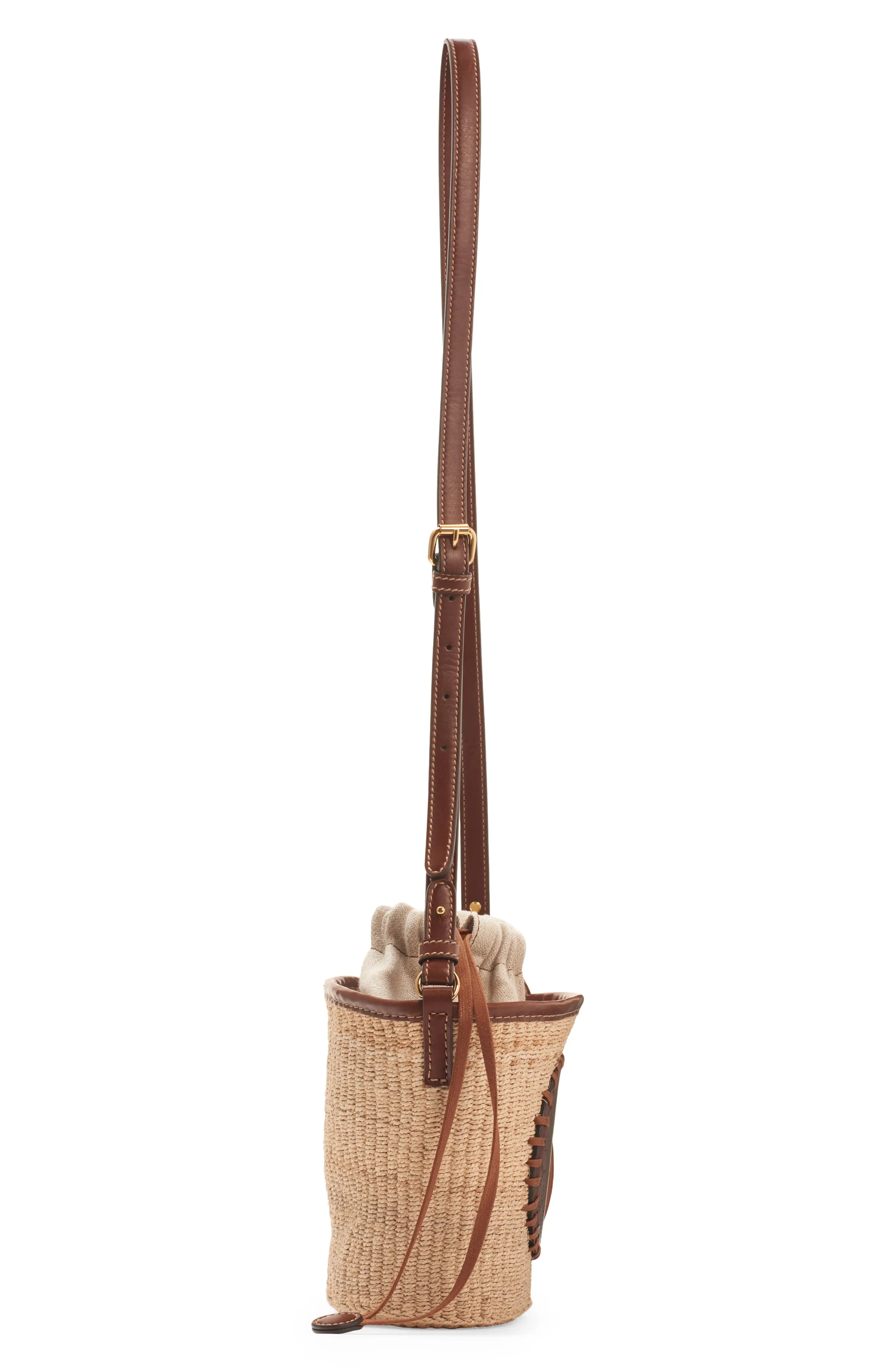 Stella McCartney Perforated Logo Woven Abaca Crossbody Bag
