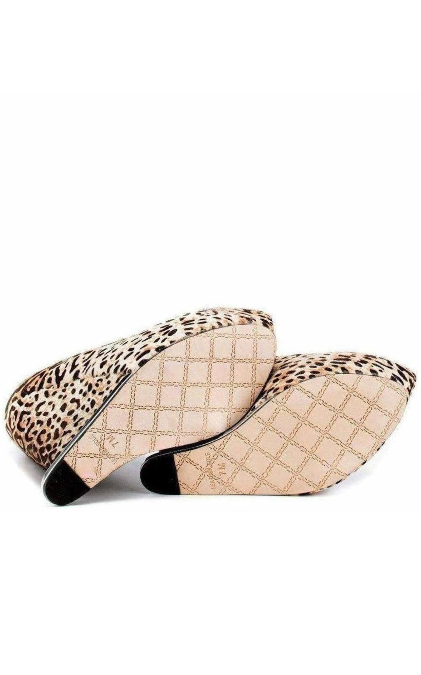 L.A.M.B. - Leopard Print Leather Wedge - 6