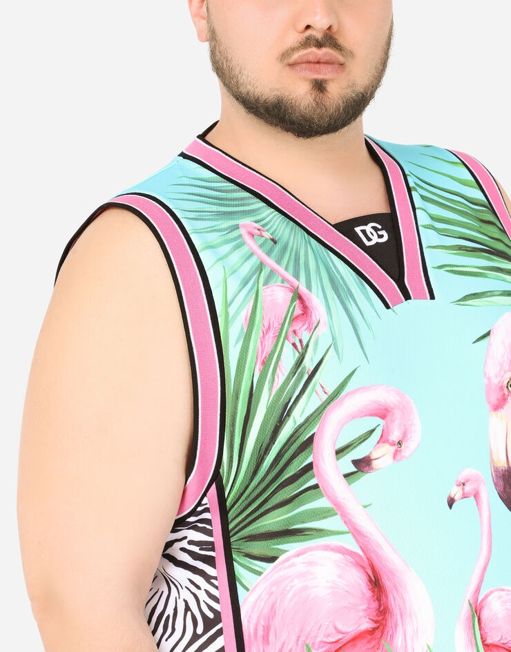 Technical fabric singlet with flamingo print - 5