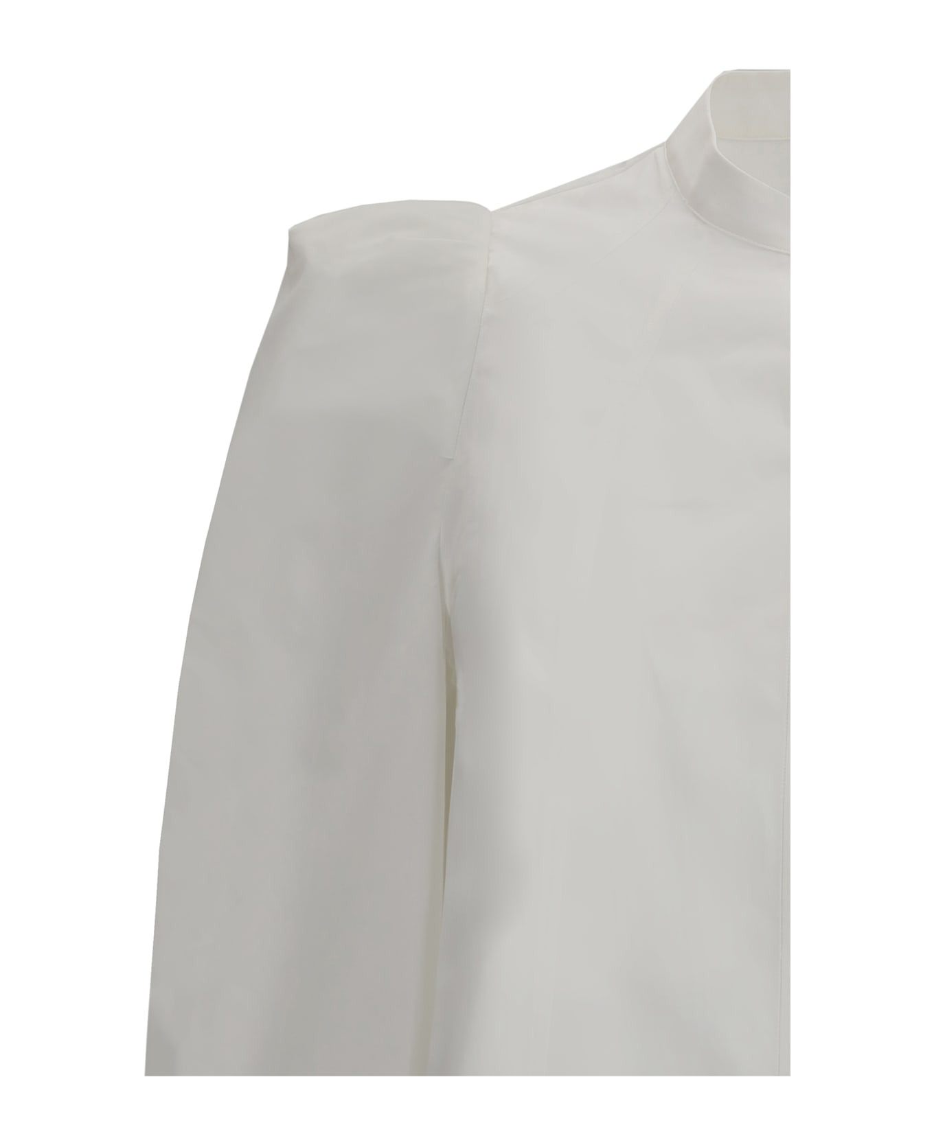 White Shirt With Mandarin Collar - 3