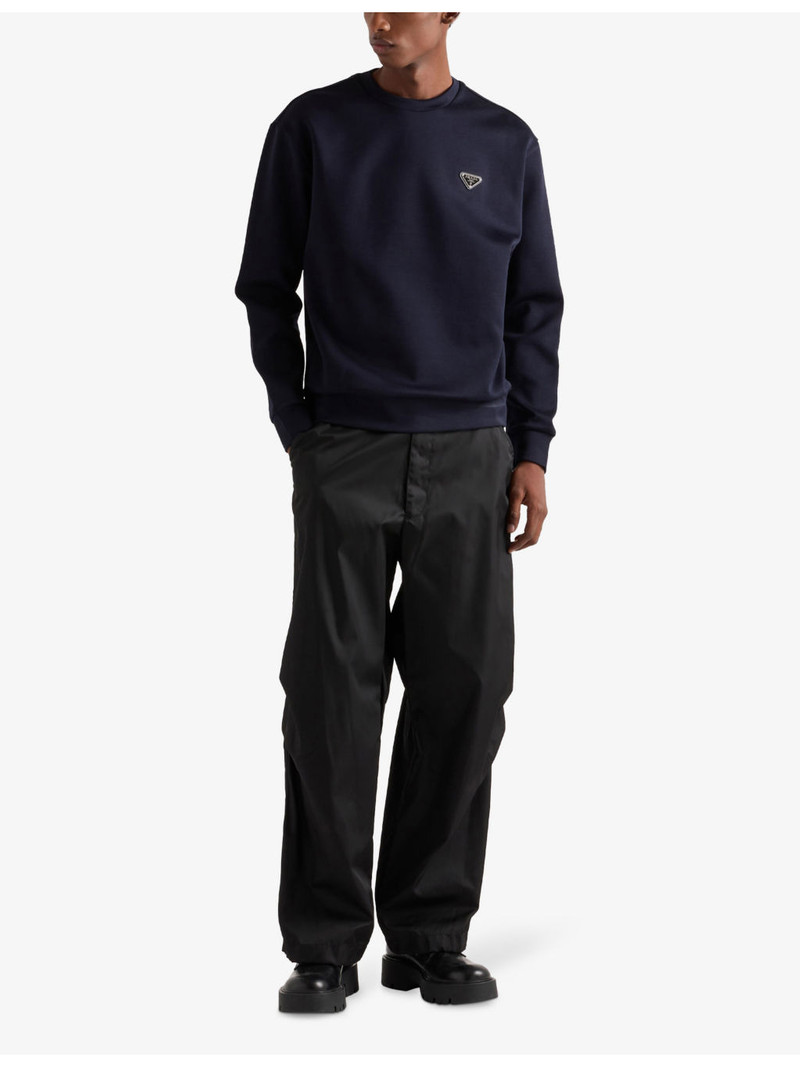 Prada Logo-Embellished Crewneck Cotton Sweatshirt outlook