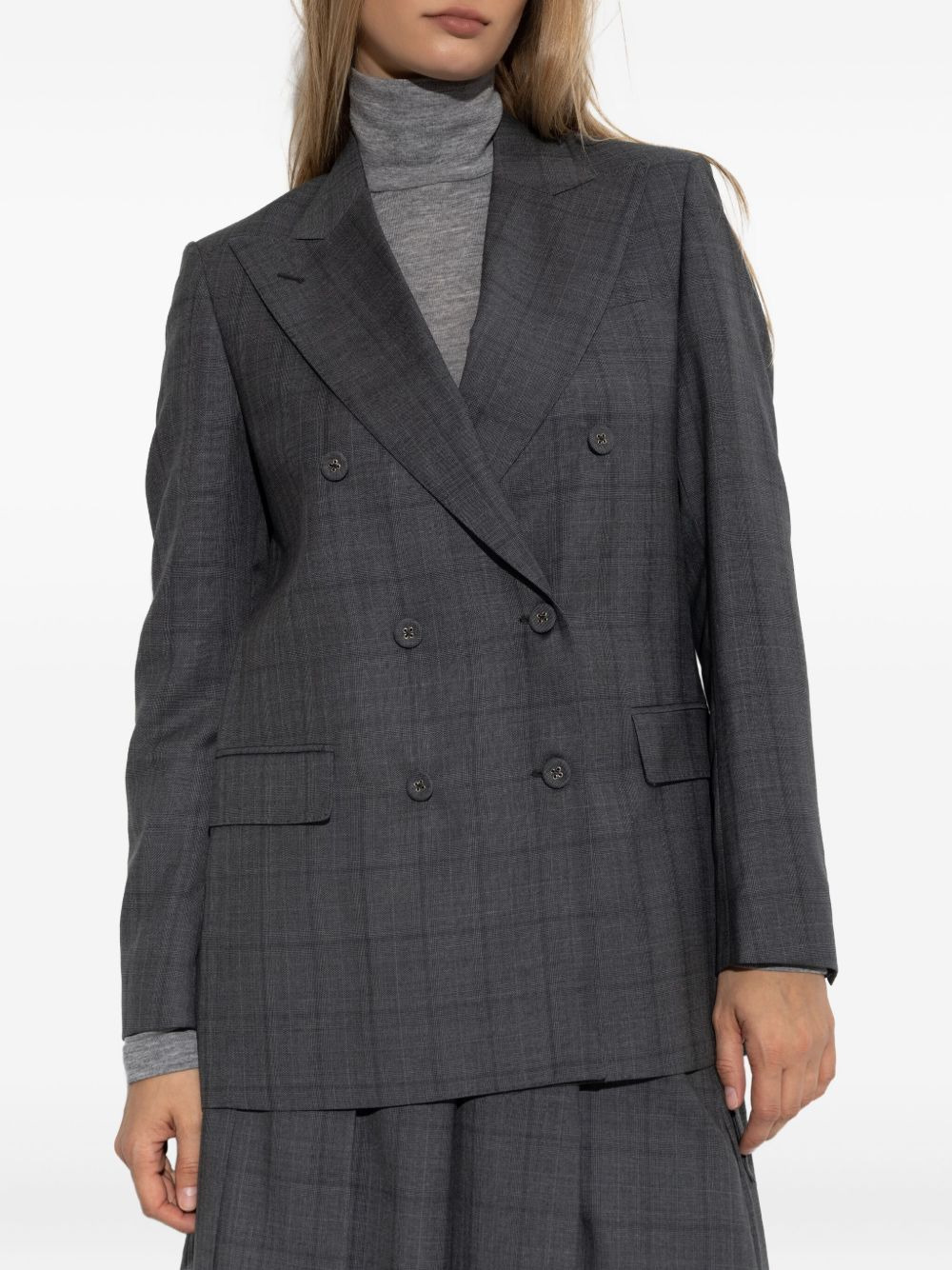 double-breasted checked blazer - 3