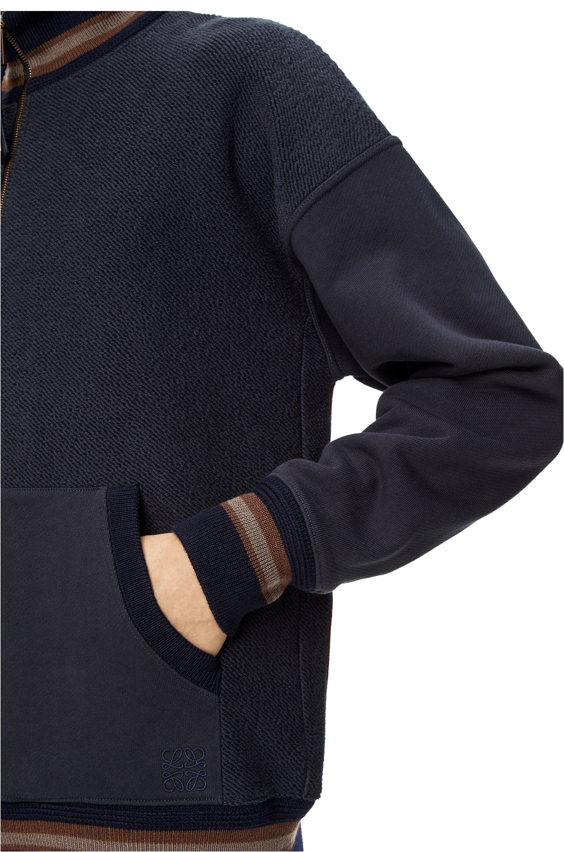 Zip-up ribbed jacket in cotton - 5