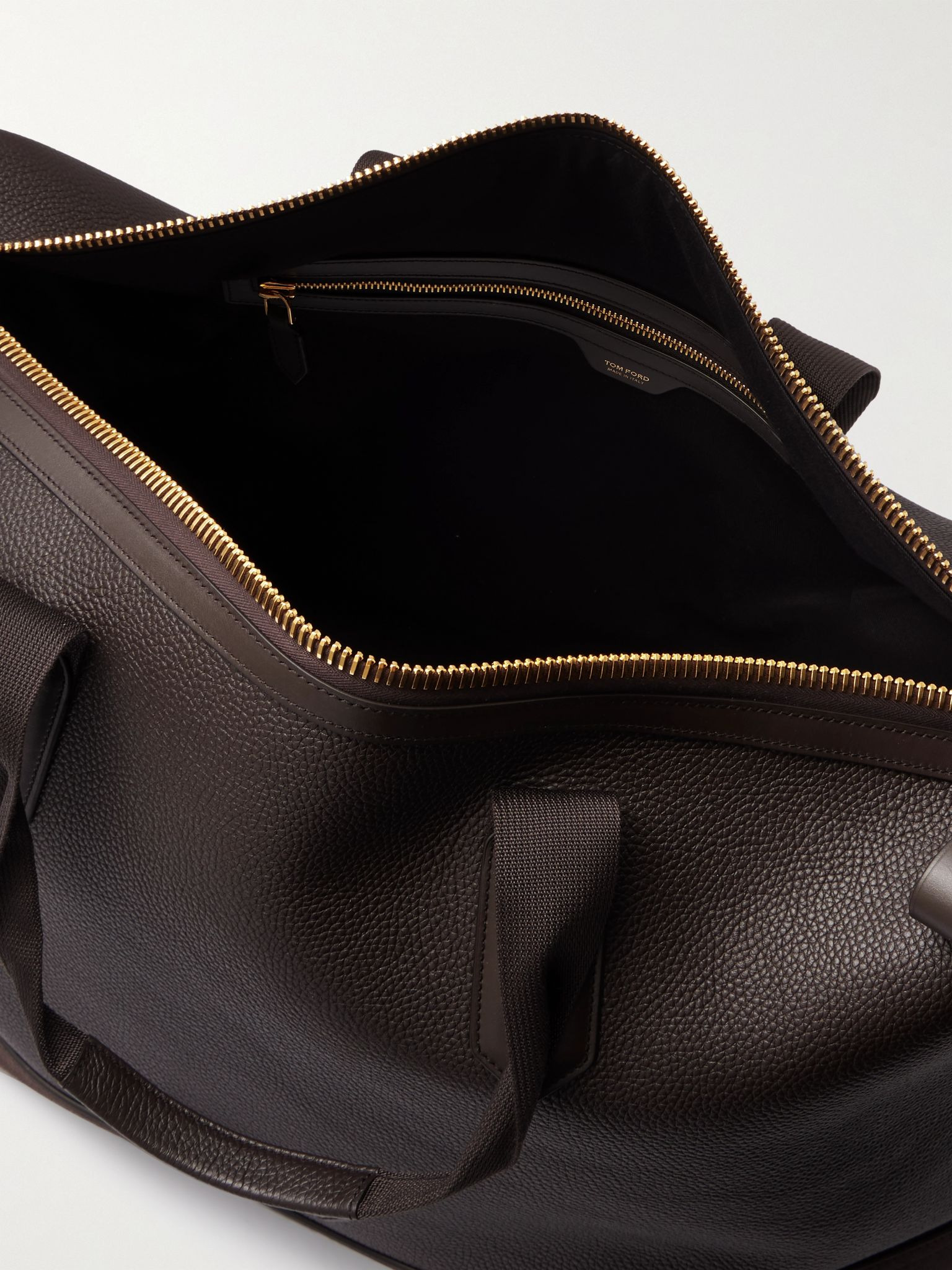Suede-Trimmed Full-Grain Leather Weekend Bag Brown - 5