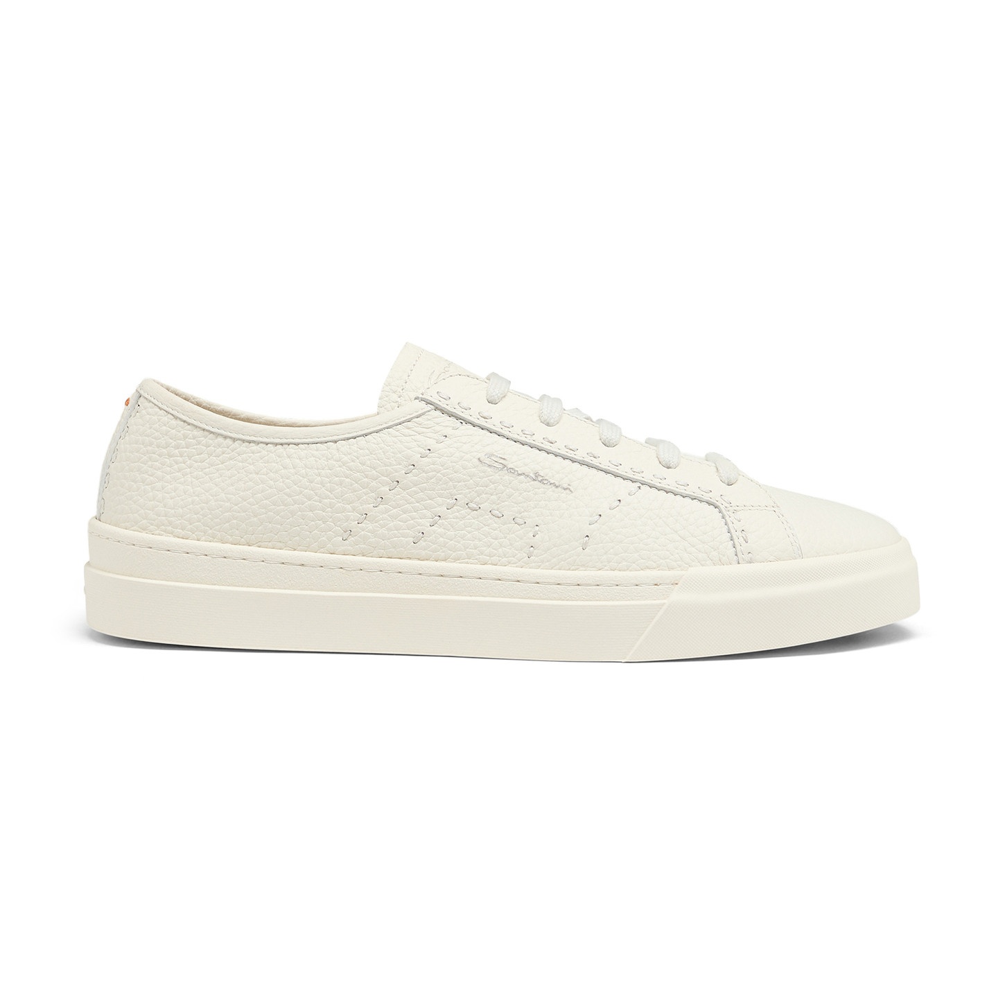 Men's white tumbled leather Double Buckle Sneaker - 1