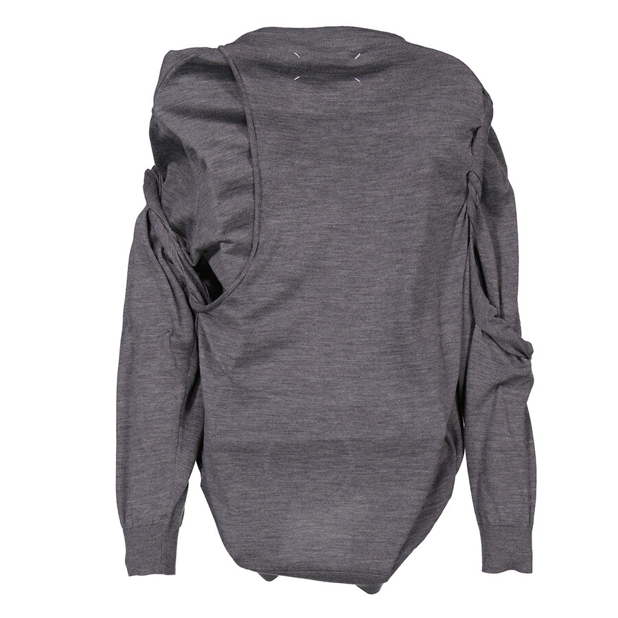 Maison Margiela Ladies V-neck Ruched Jumper, Size Large - 6