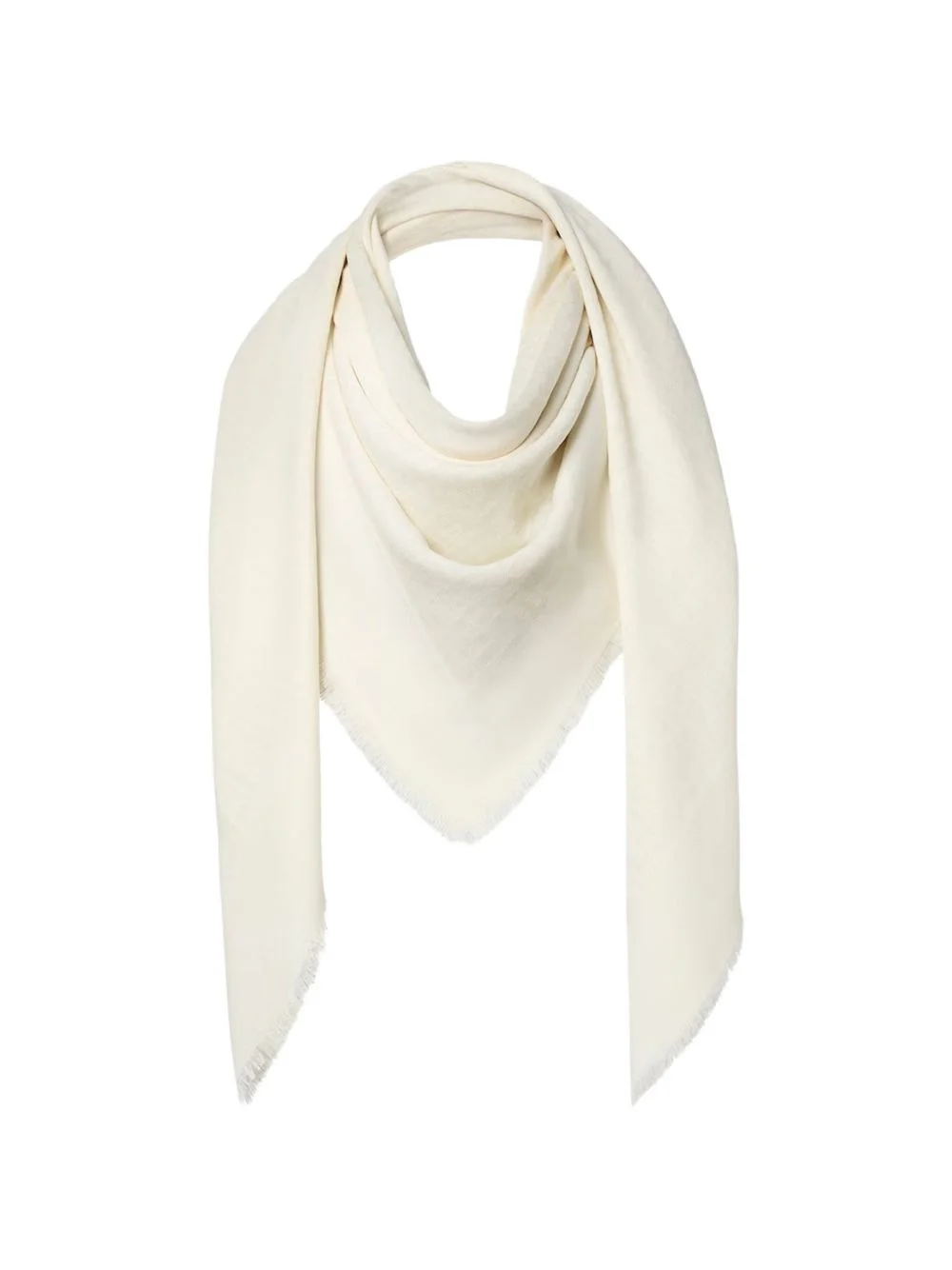 ivory wool, silk and cashmere FF shawl - 1
