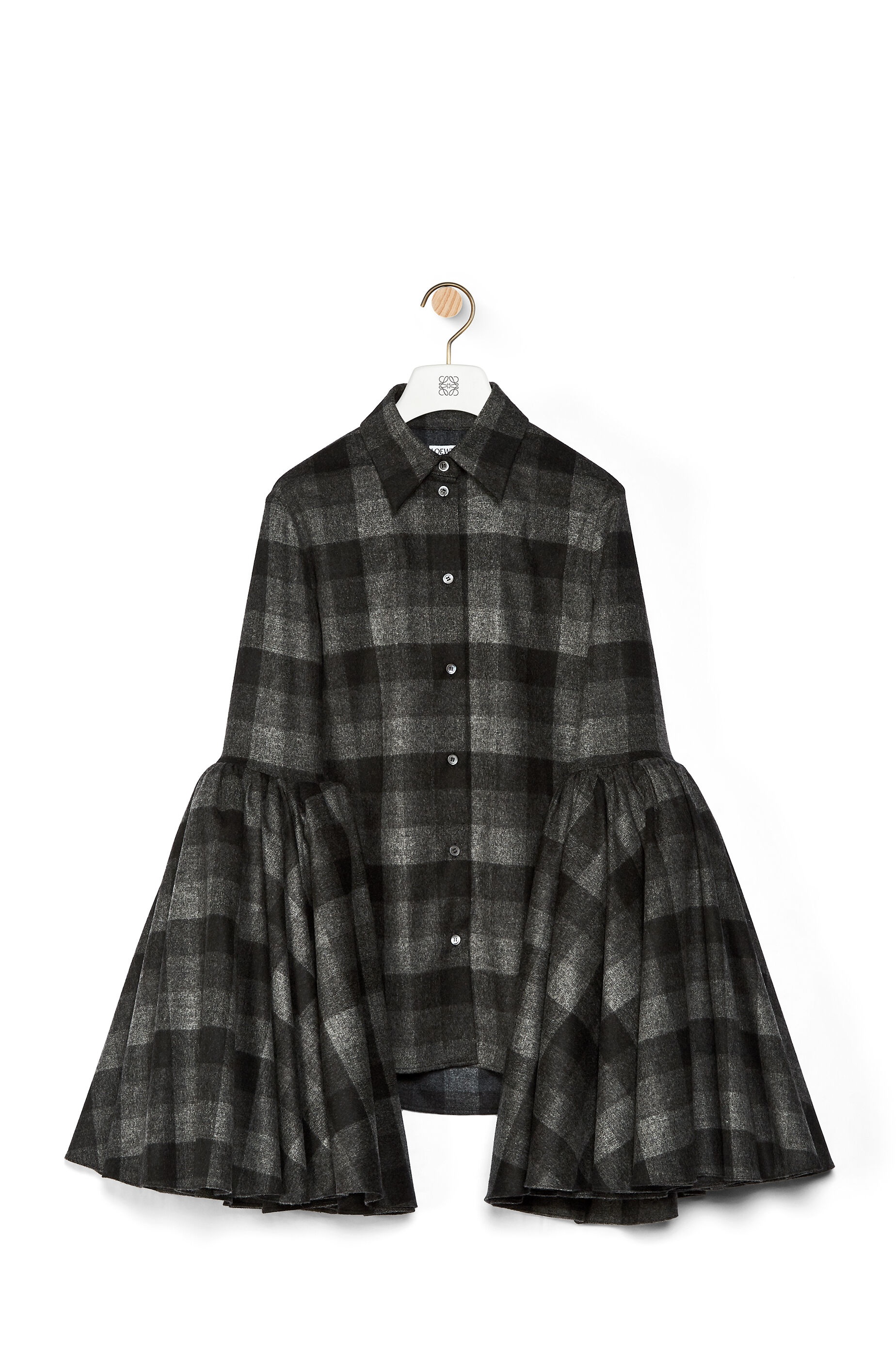 Bell sleeve shirt in check wool - 1