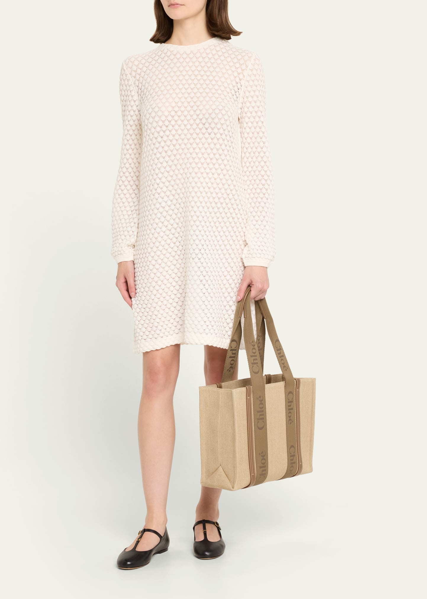 Woody Medium Tote Bag with Logo Webbing in Canvas - 5