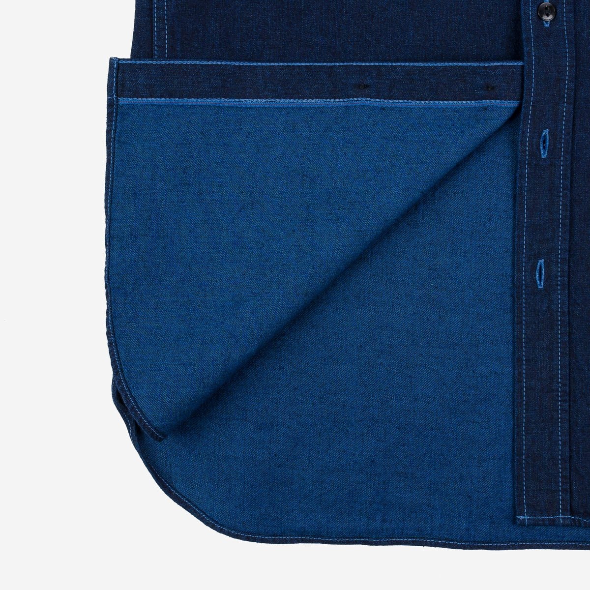 IHSH-353-BLU 10oz Selvedge Denim Work Shirt - Indigo Overdyed Blue - 16