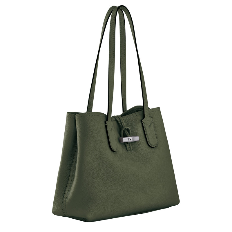 Roseau Essential M Tote bag Khaki - Leather 3