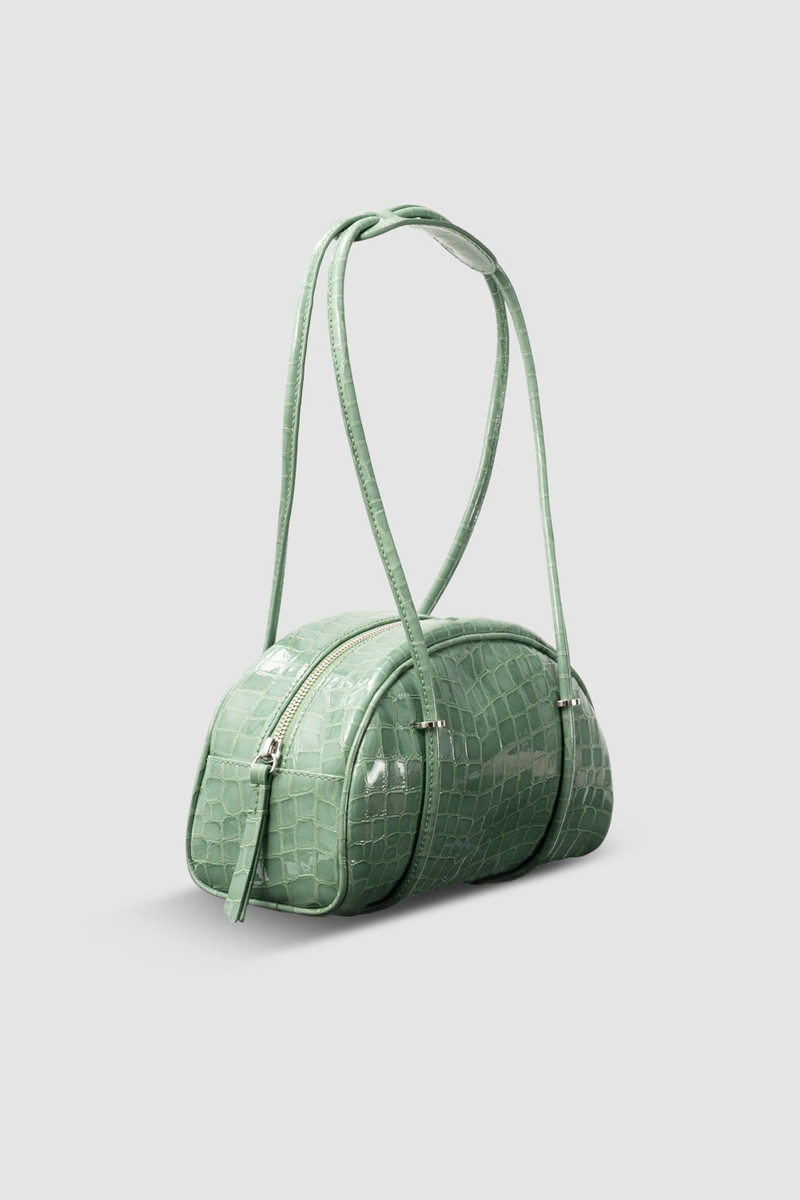 BY FAR Kimberly Bowler Fresh Croco Embossed Leather Shoulder Bag outlook