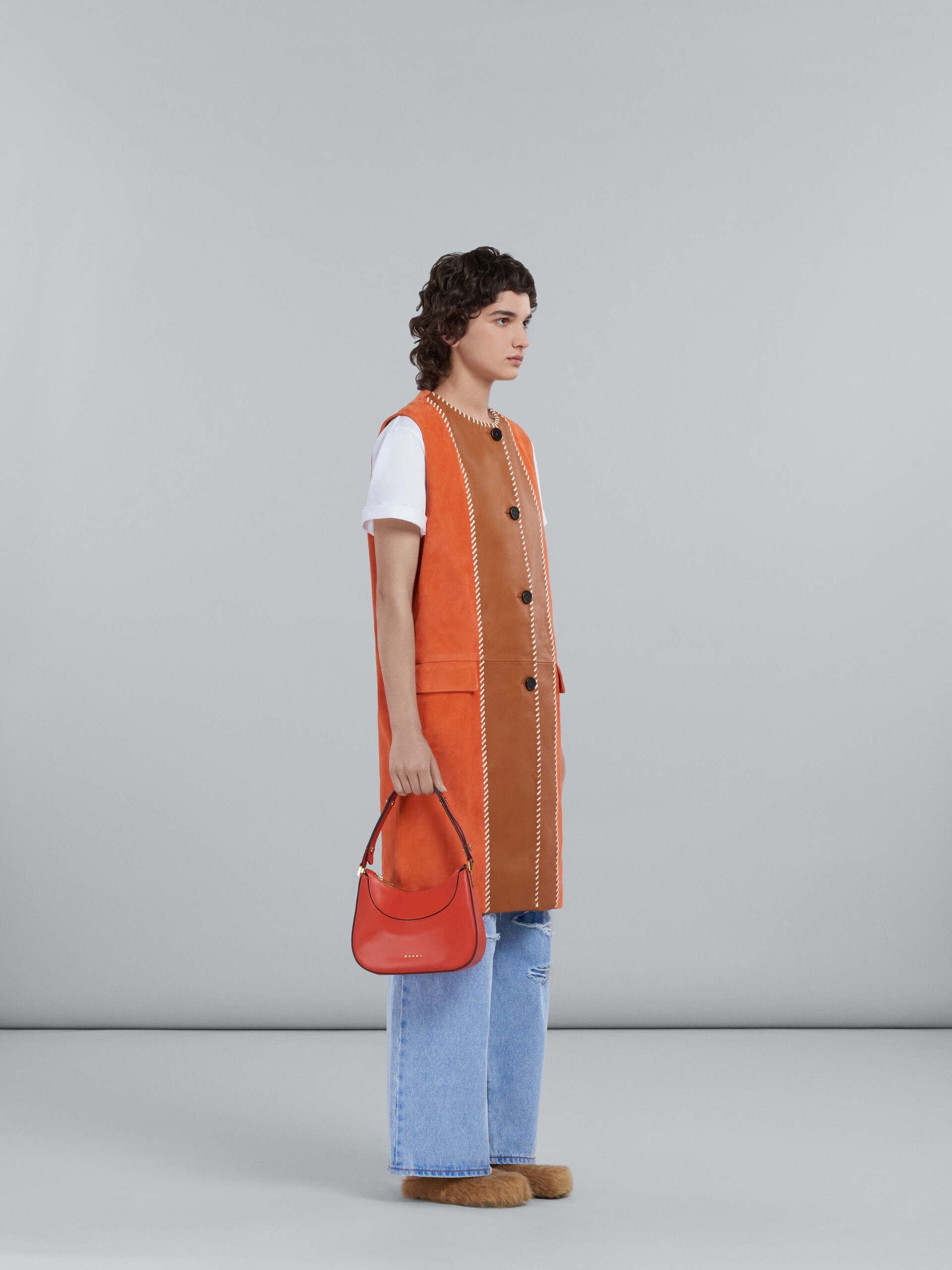 LONG VEST IN ORANGE SUEDE - 6