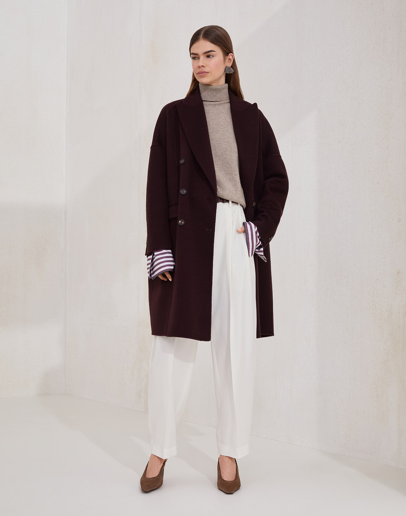 Hand-crafted coat in cashmere double beaver cloth with monili 5