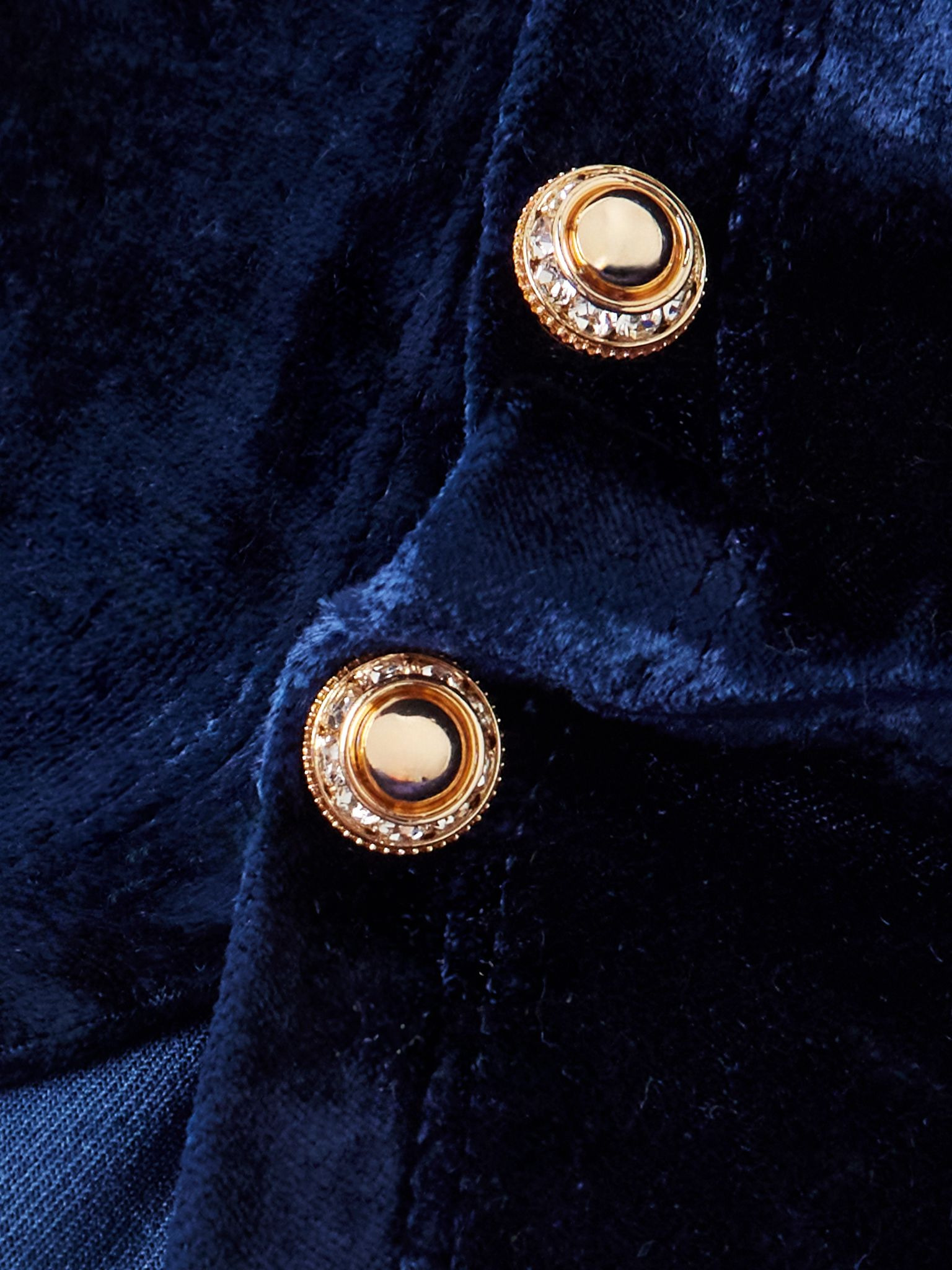 Ruched embellished velvet top Navy - 4