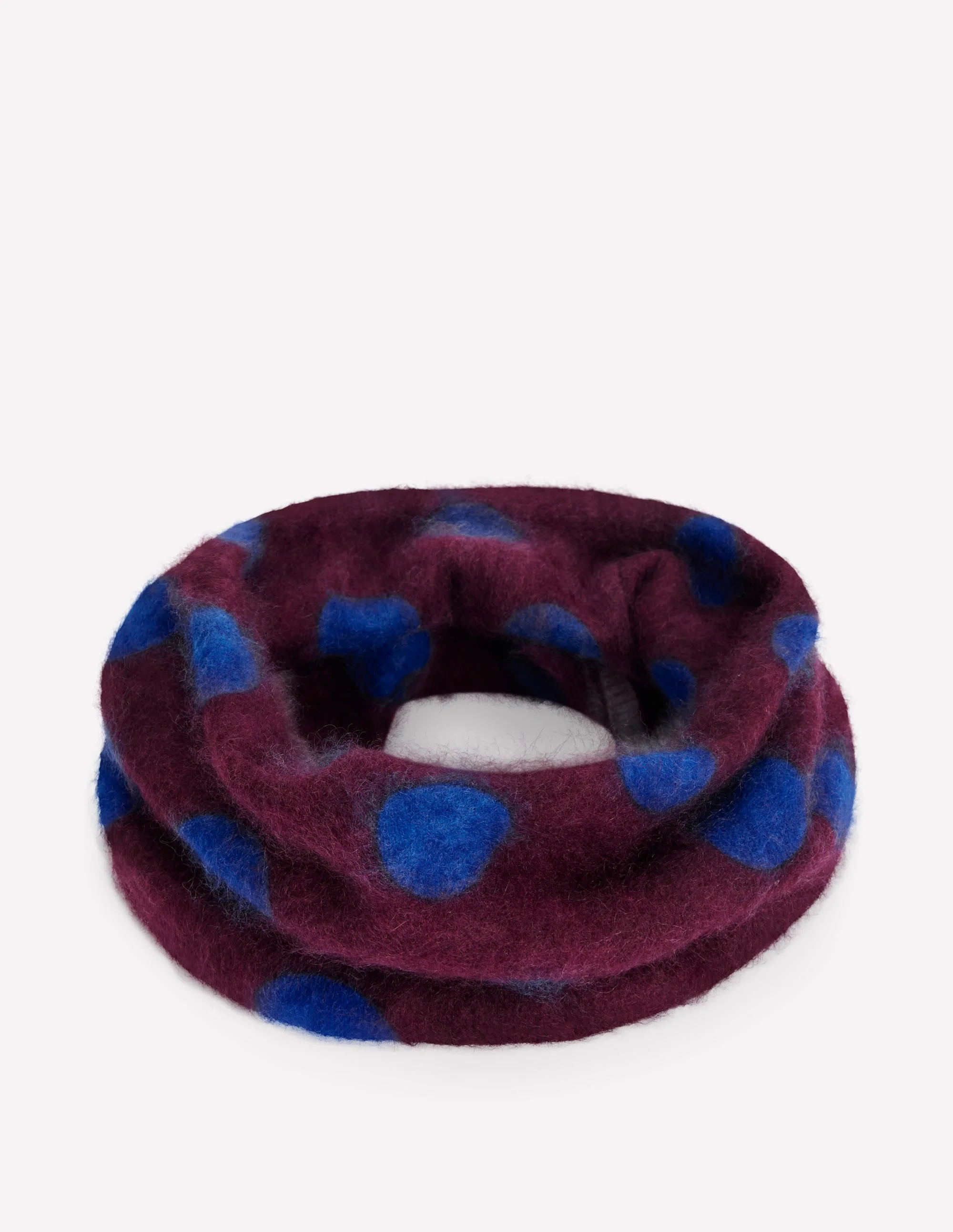 Brushed Cashmere Snood-Dark Cherry, Blue Spot - 1