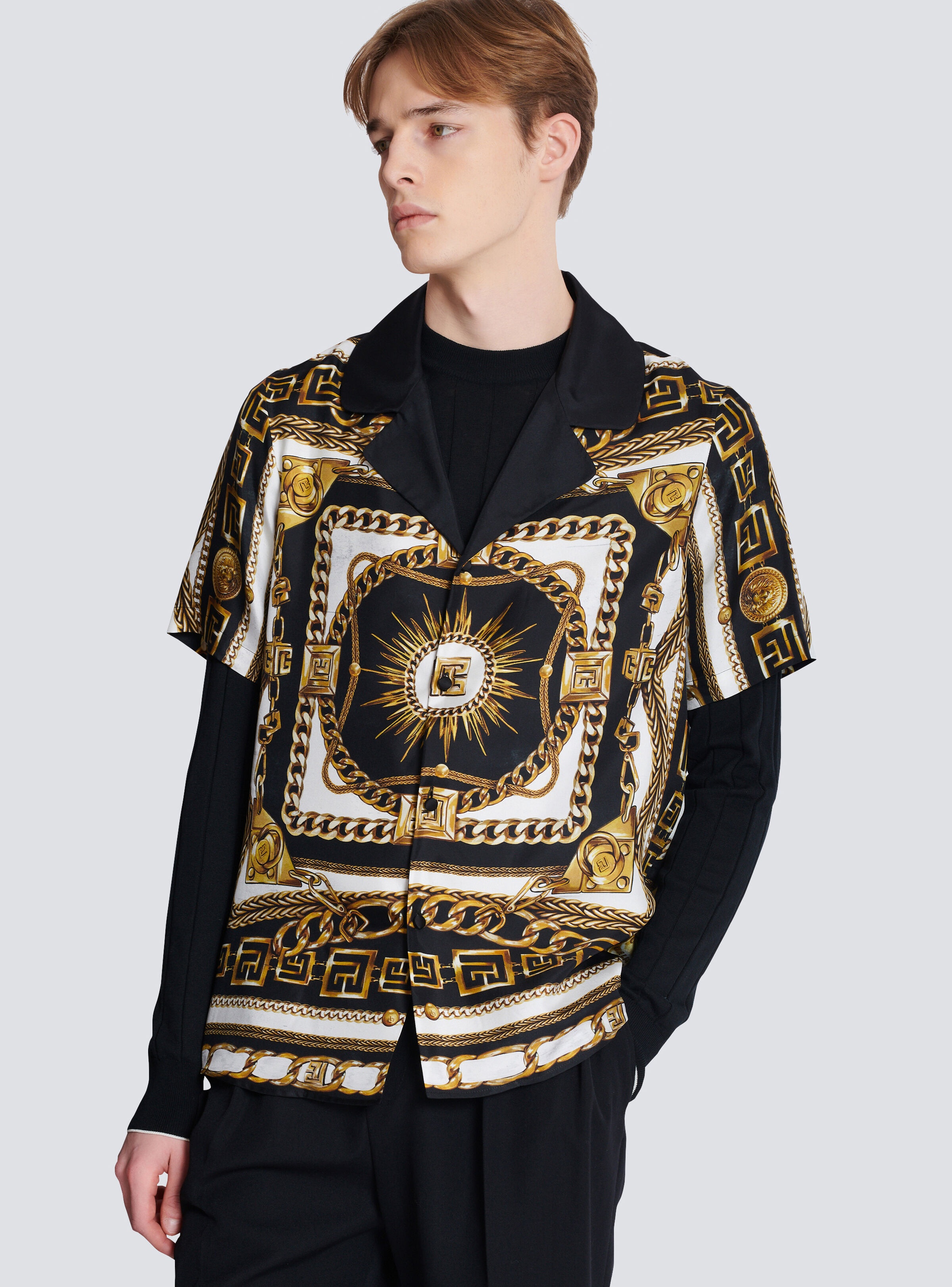 Printed pyjama shirt with Foulard Chaînes pattern - 6