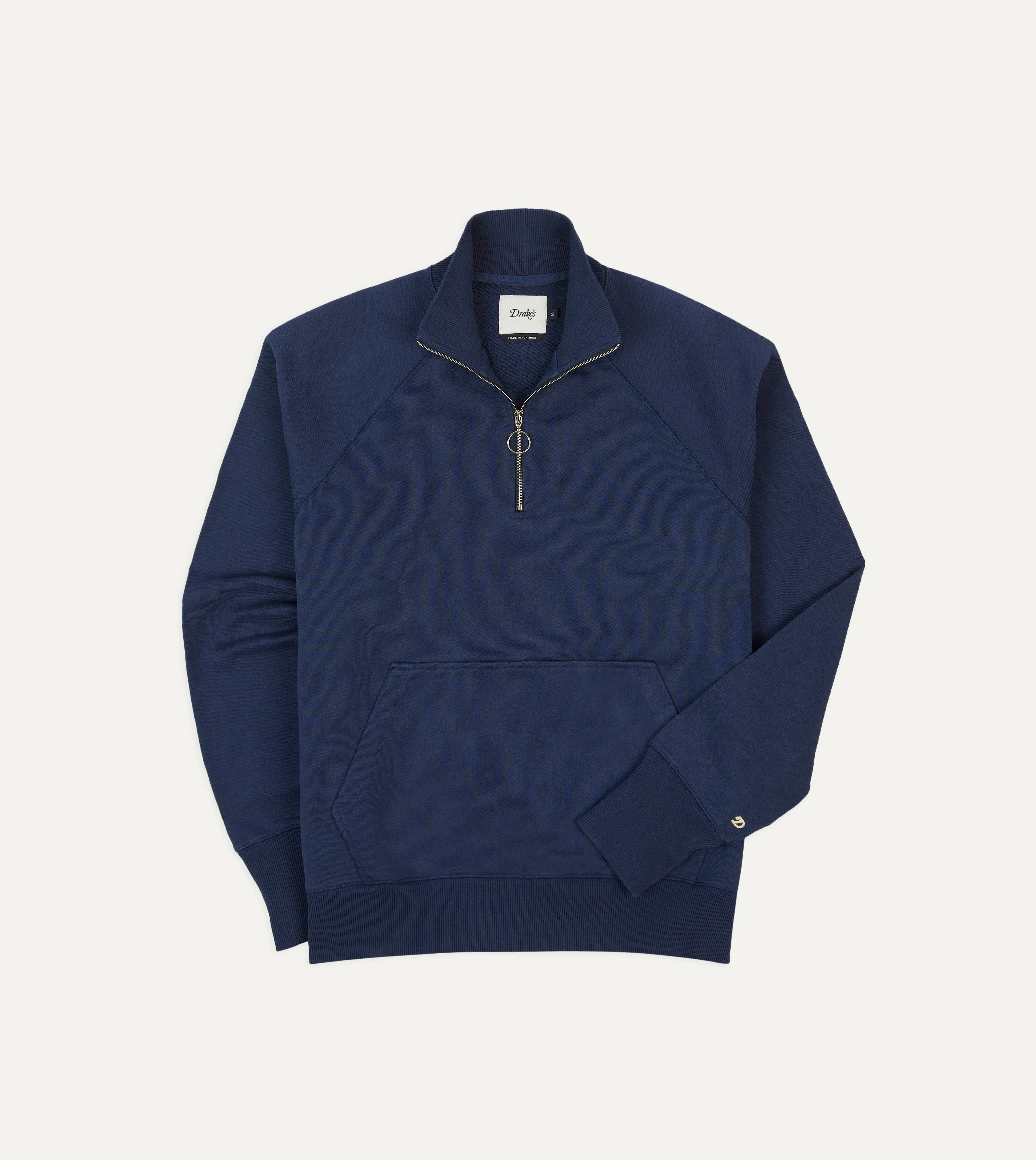 Navy Cotton Quarter Zip Sweatshirt - 1