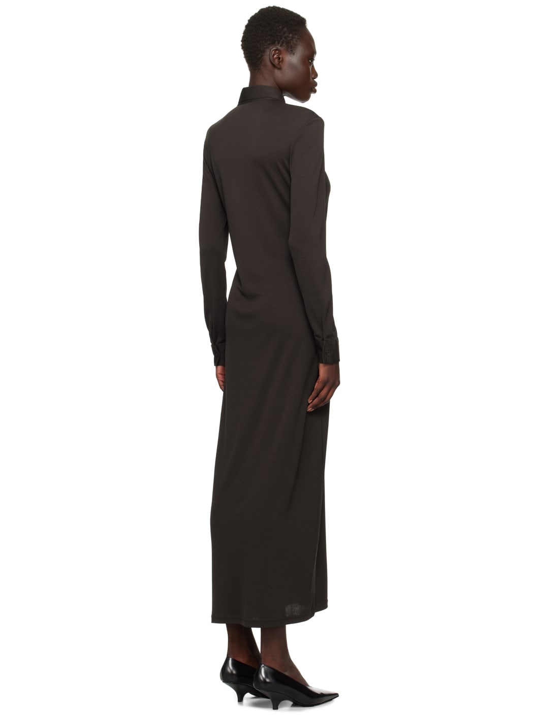Brown Shirt Maxi Dress - 3