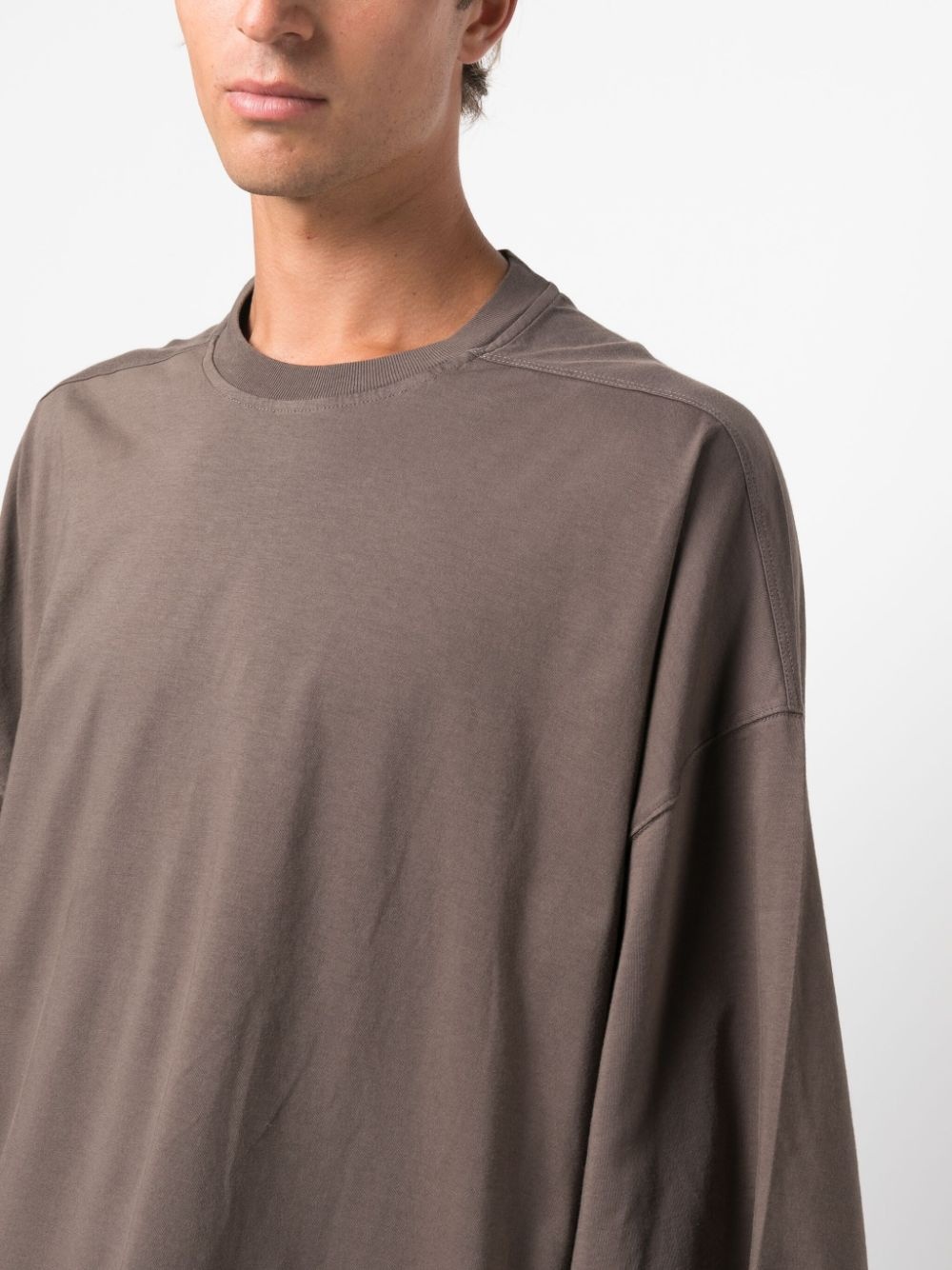 round-neck unfinished cotton T-shirt - 5