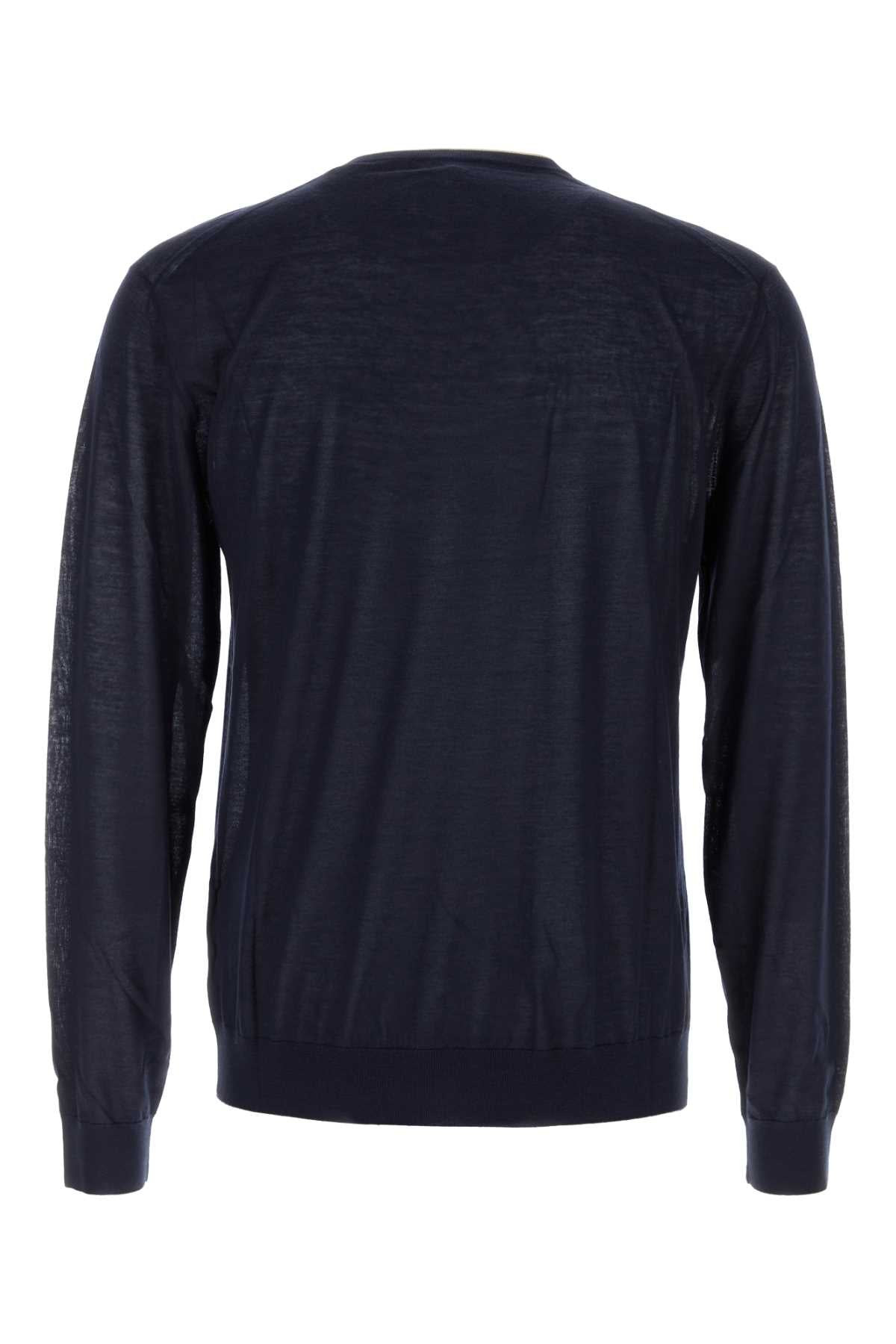 Prada Men Navy Blue Cashmere Blend Sweater - 2