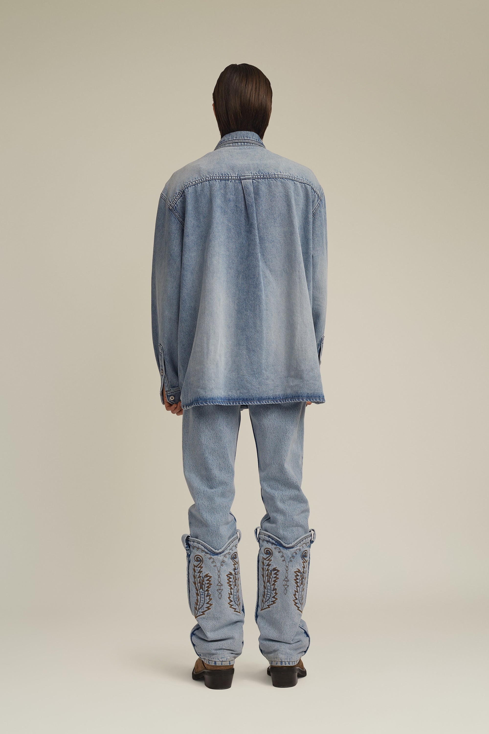Snap Panel Denim Shirt - 6