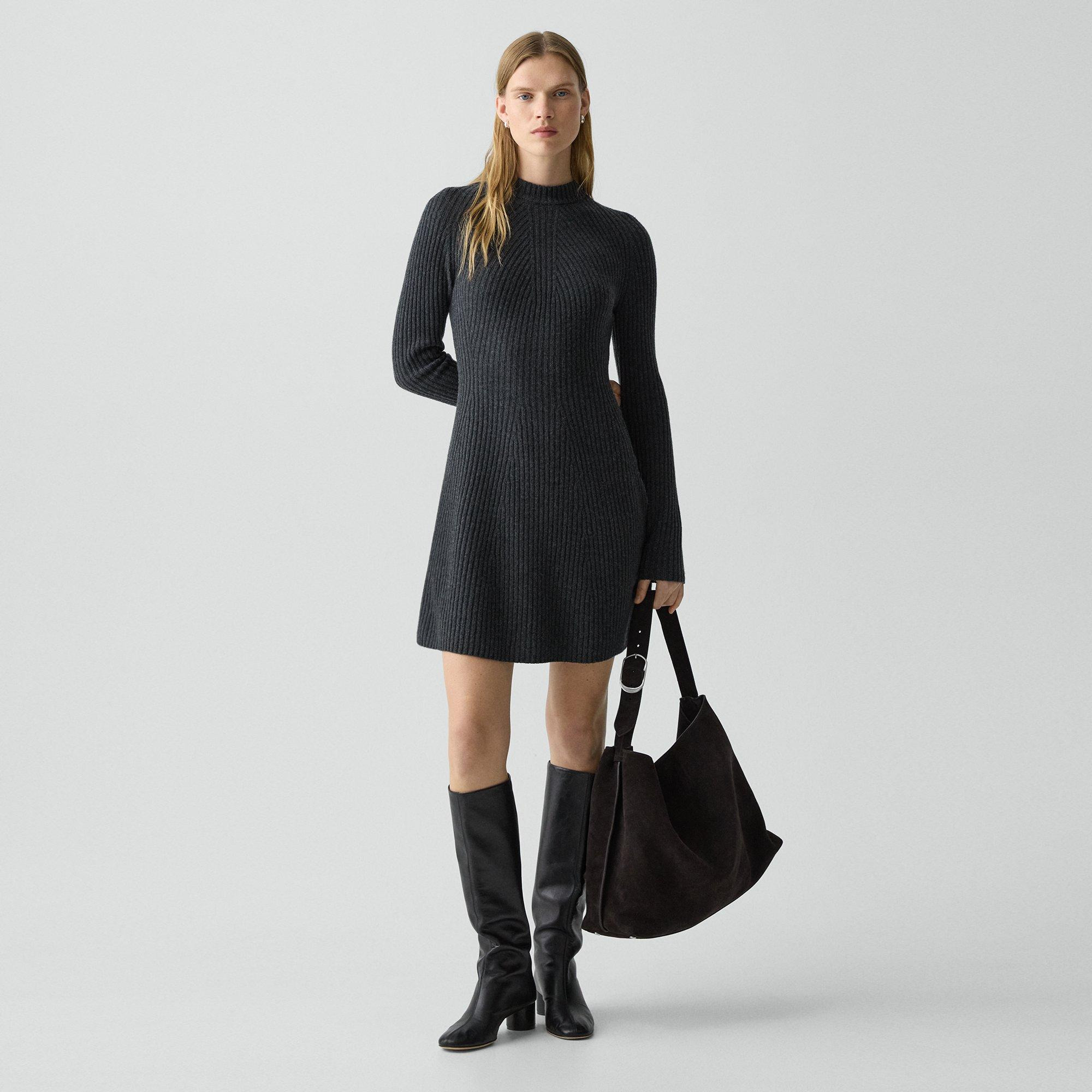 Ribbed Sweater Dress in Felted Wool-Cashmere - 2