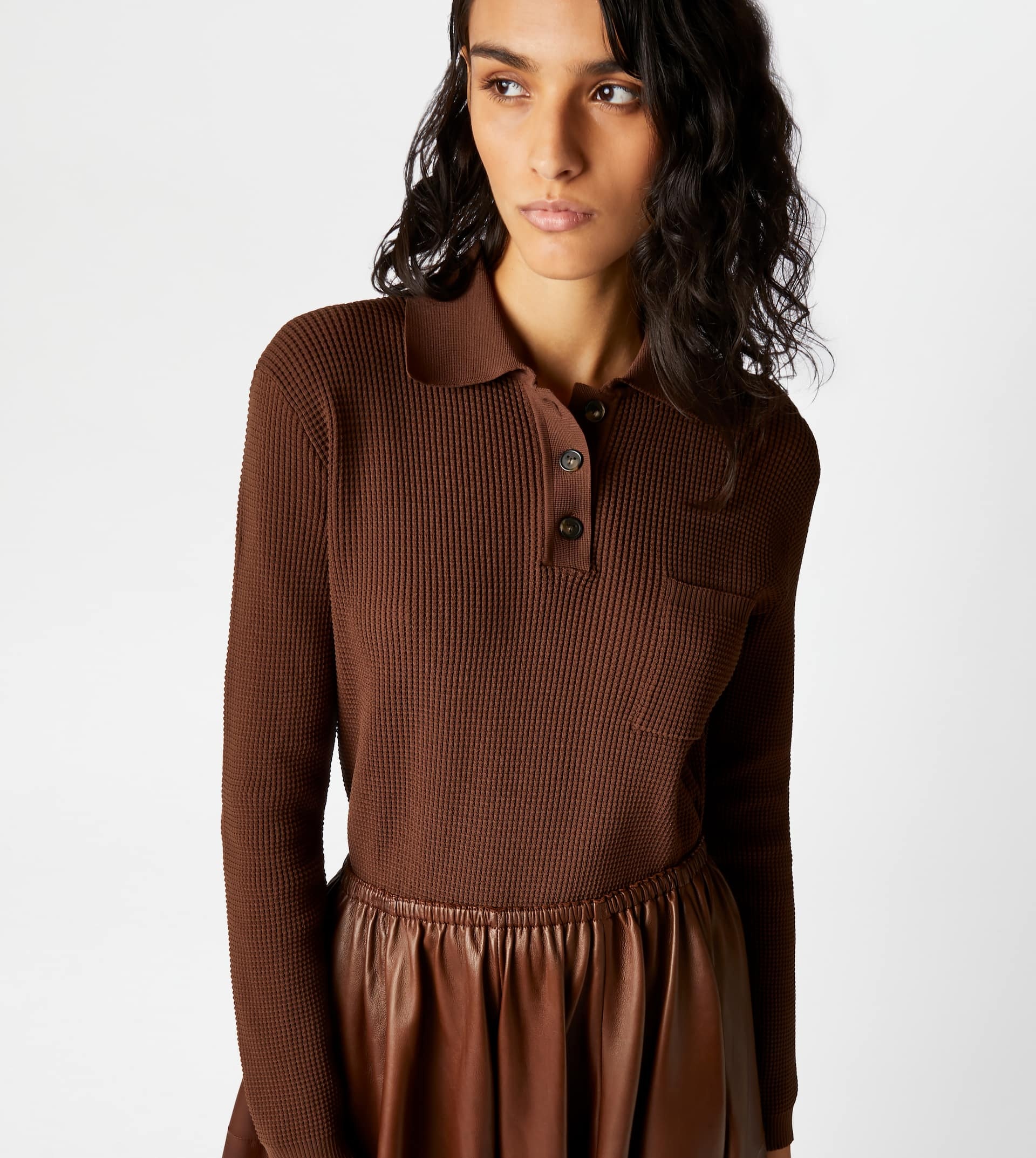 POLO SHIRT IN KNIT - BROWN - 6