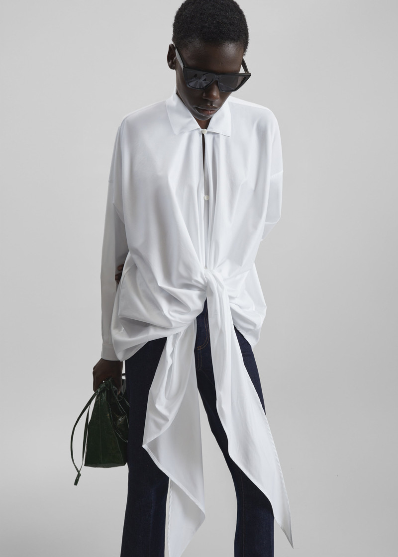 DARKPARK Darkpark Romy Light Cotton Popeline Drap Shirt - White outlook