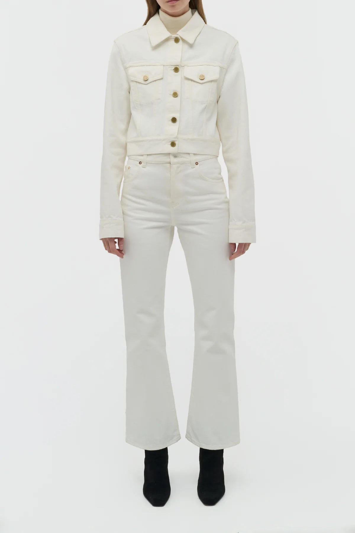 Ezra Bootcut Cropped Jean in White Recycled Cotton Denim - 2