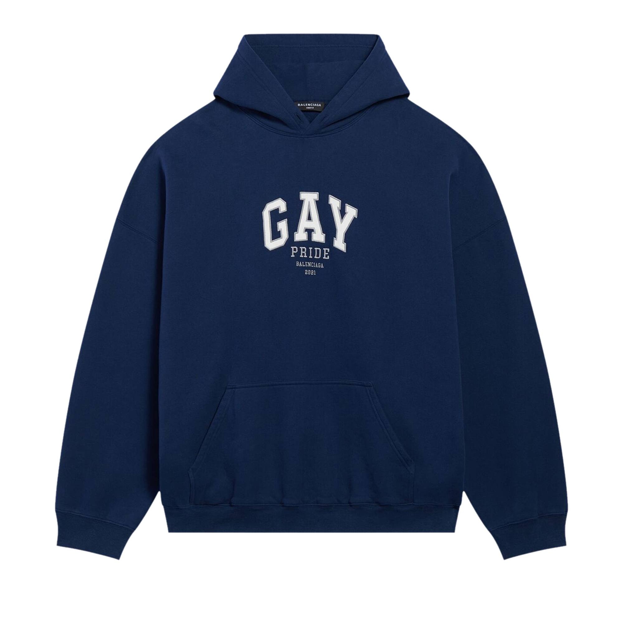 Balenciaga Pride Boxy Hoodie 'Navy/White/Grey' - 1