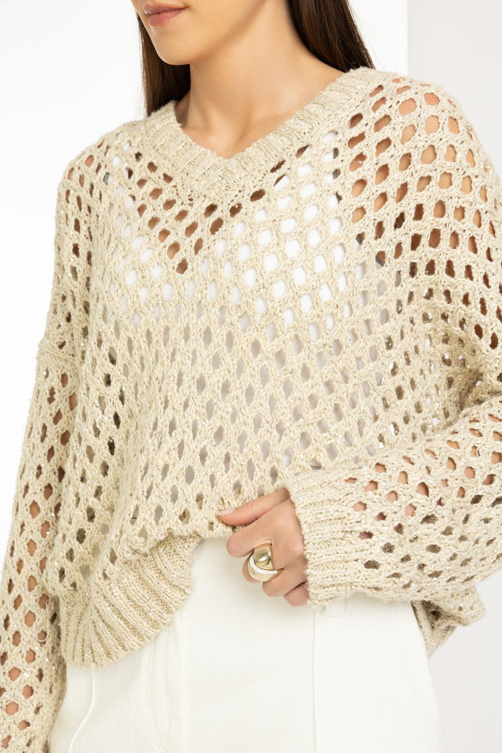 Pailette V-Neck Sweater - 3