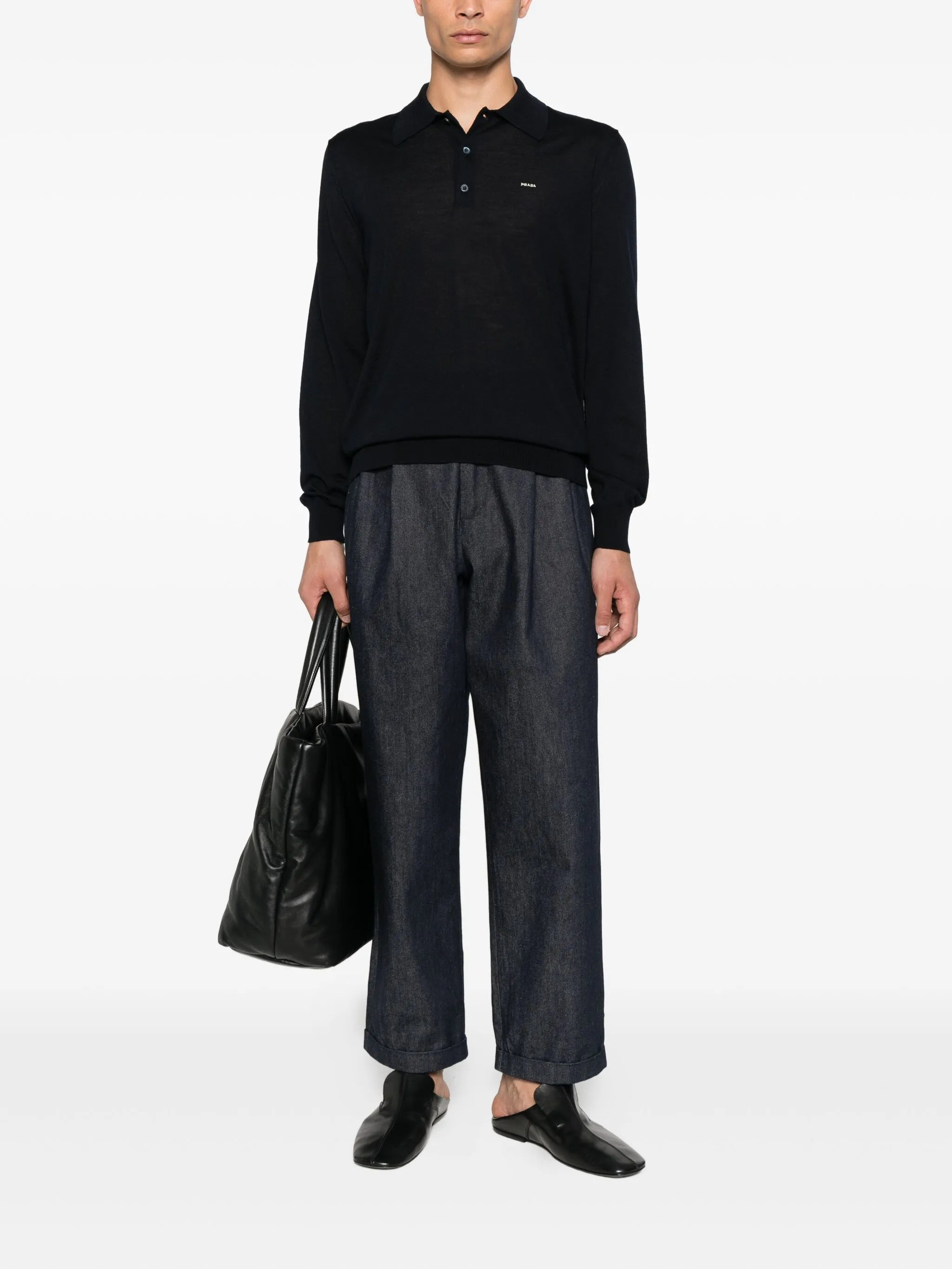 Prada Long-sleeve Wool Polo Shirt - 5