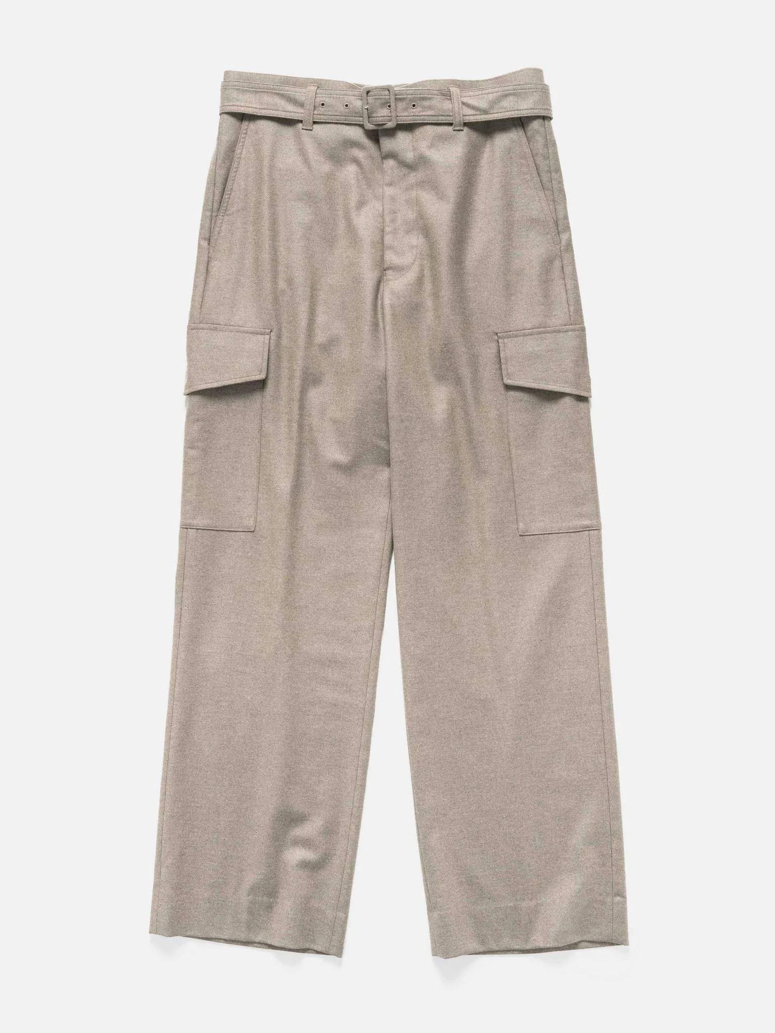 Wool Fulling Flannel Cargo Slacks Top Brown - 1