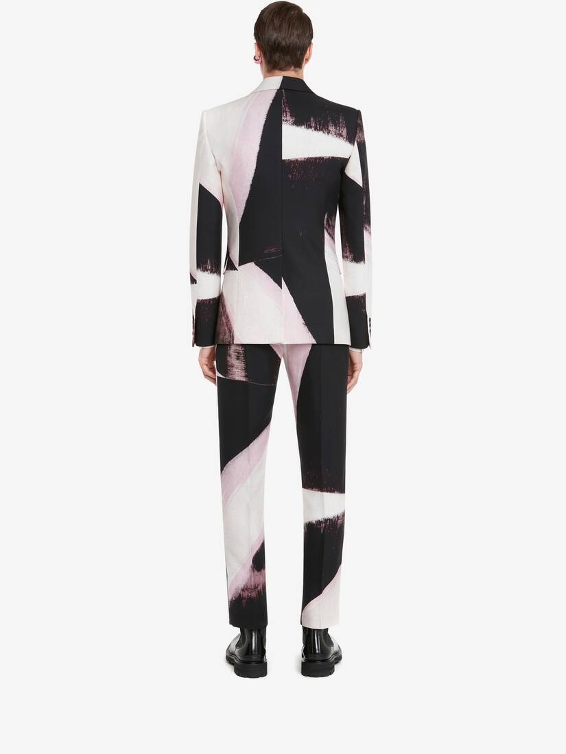 Men's Brushstroke Single-breasted Jacket in Pink/white/black - 4