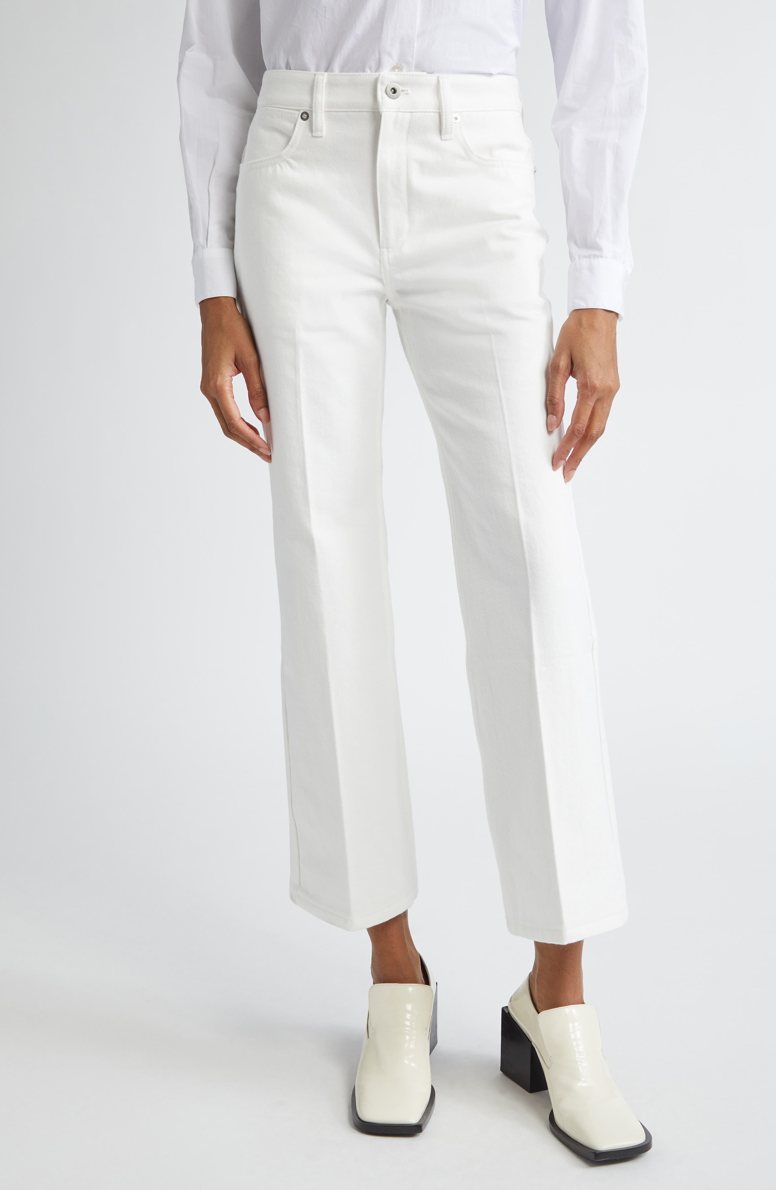Jil Sander Crop Flare Leg Jeans in Optic White at Nordstrom - 1