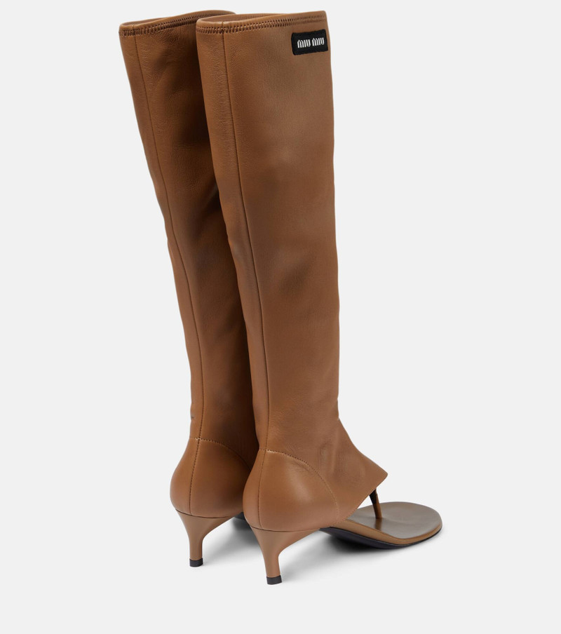 Miu Miu Leather knee-high thong sandals outlook