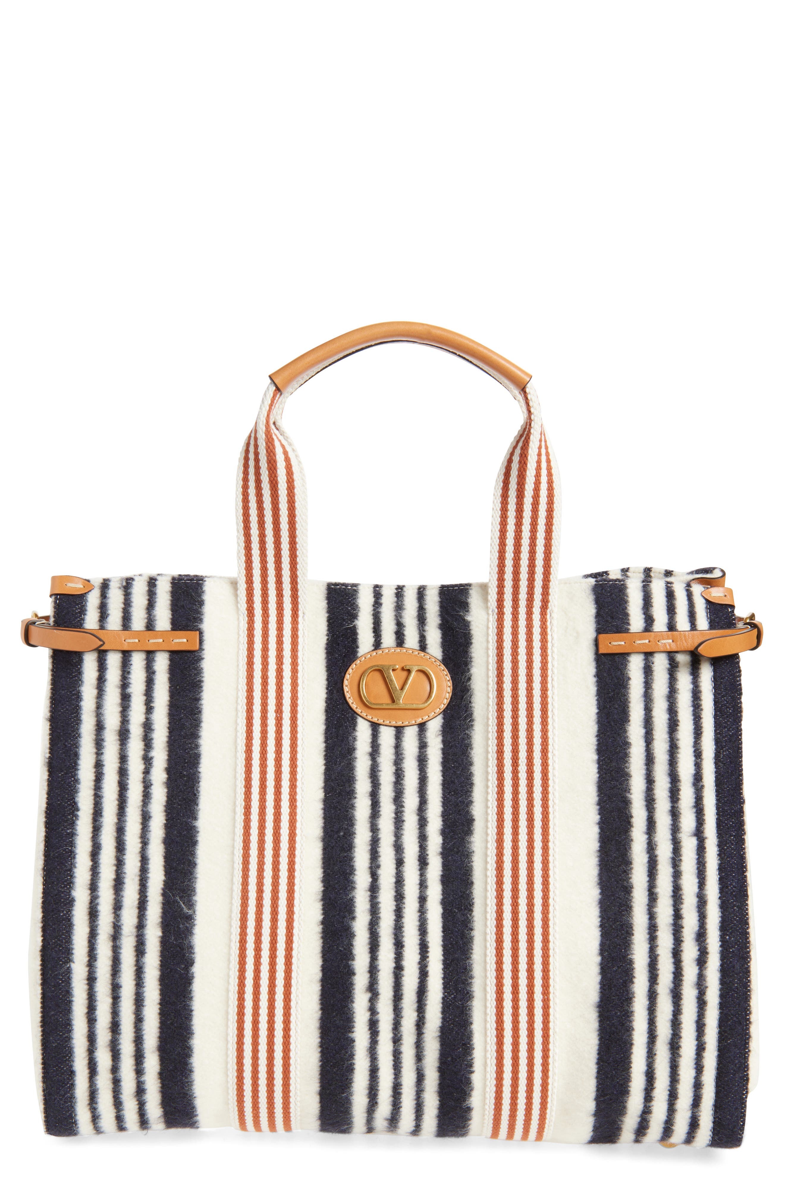 Valentino Garavani Large Tess Stripe Tote in Navy/Ivy at Nordstrom - 1