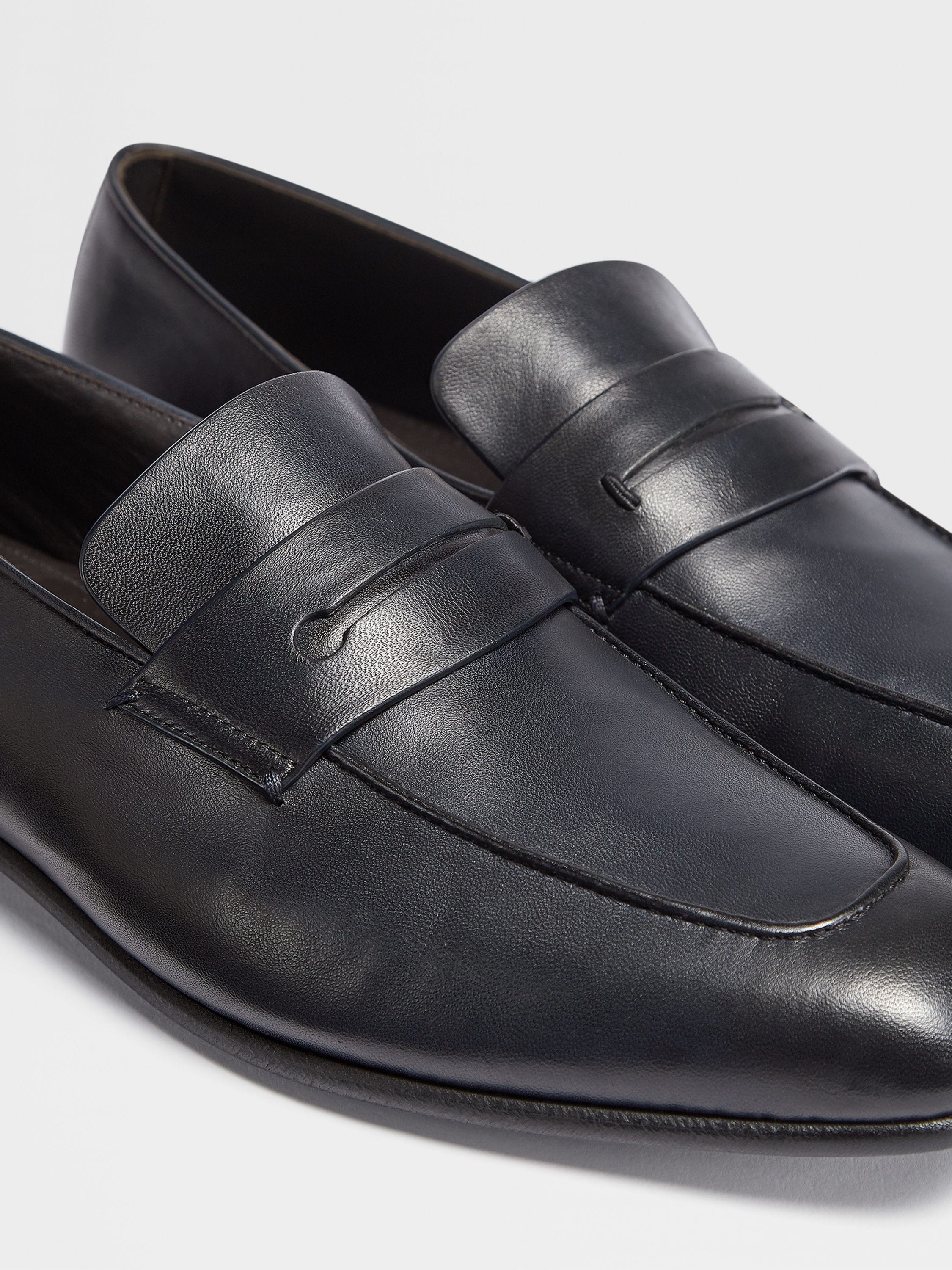 NAVY BLUE LEATHER L'ASOLA LOAFERS - 4
