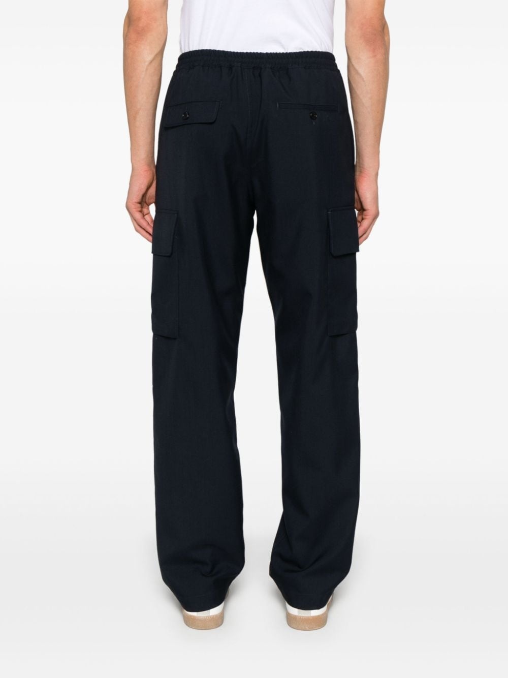 decorative-stitching virgin-wool cargo pants - 4